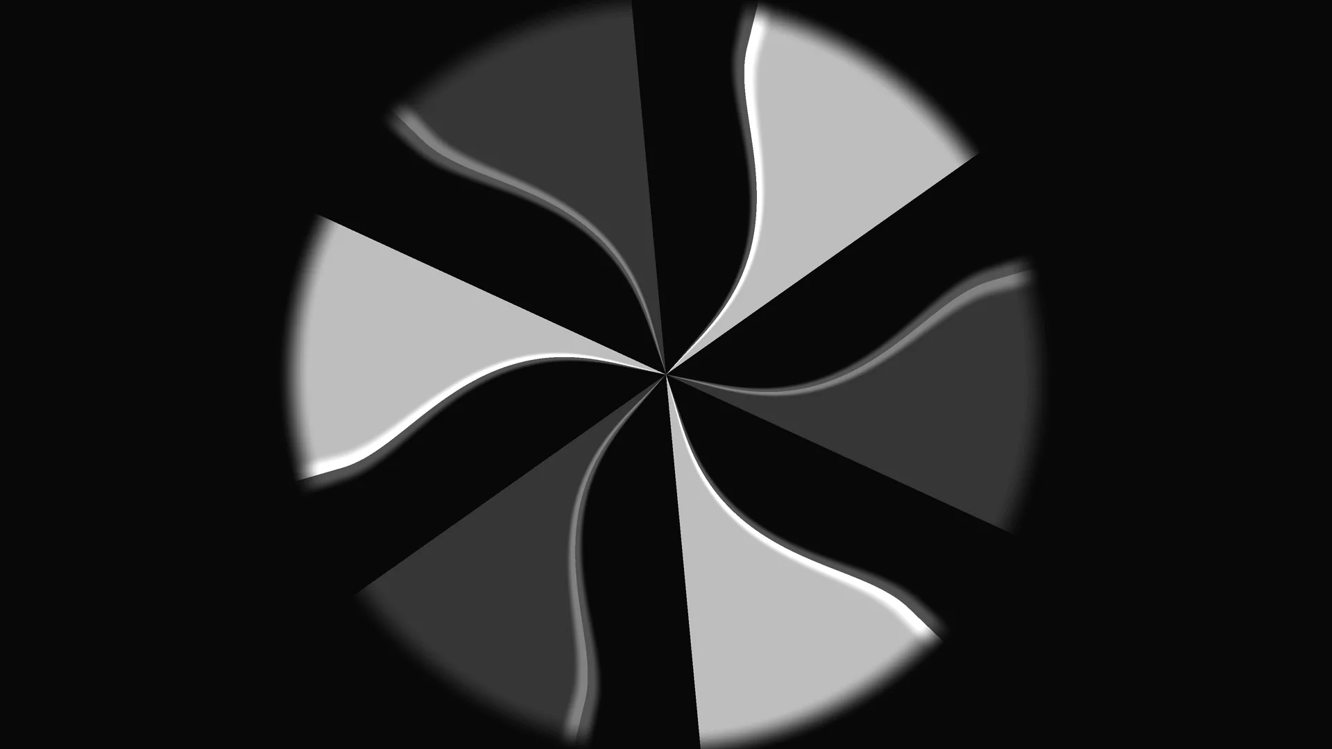 Monochrome six-lobed radial swirl geometry — free 3840x2160 4K wallpaper image