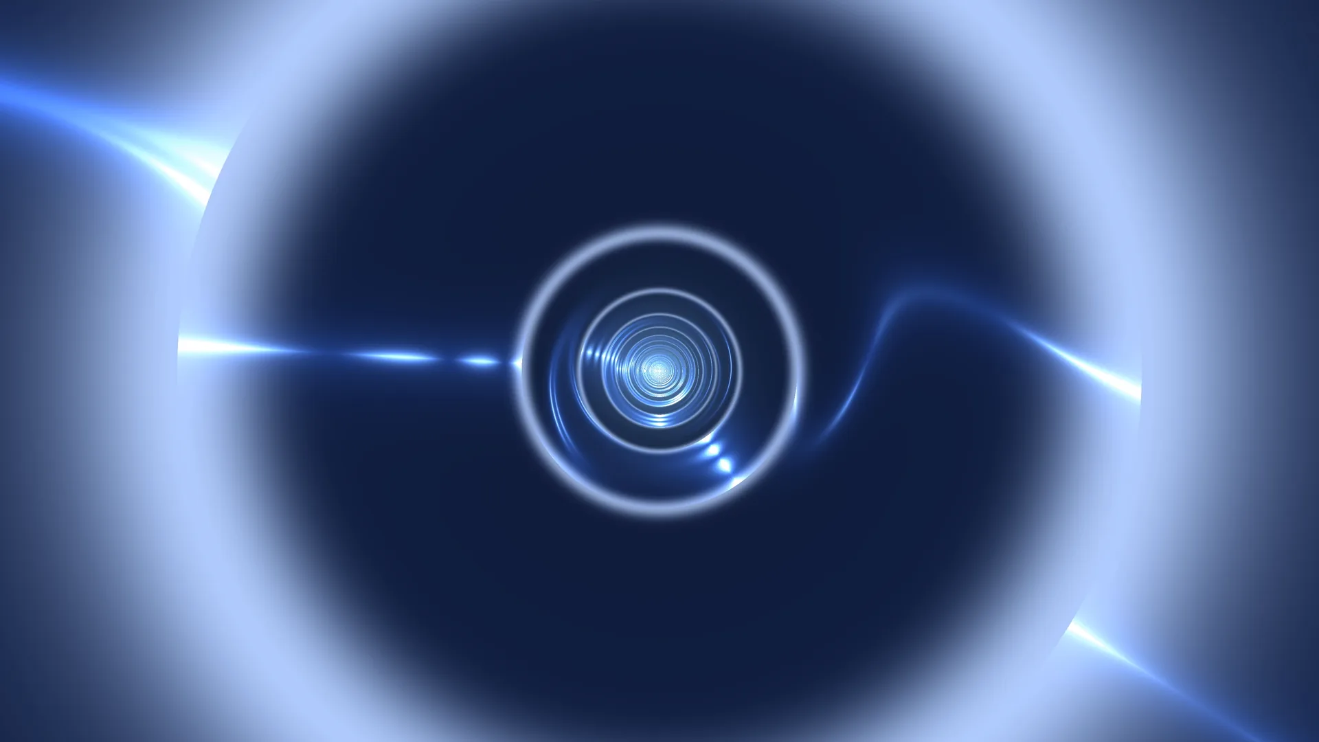 Blue concentric rings with luminous radial geometry — free 3840x2160 4K wallpaper image