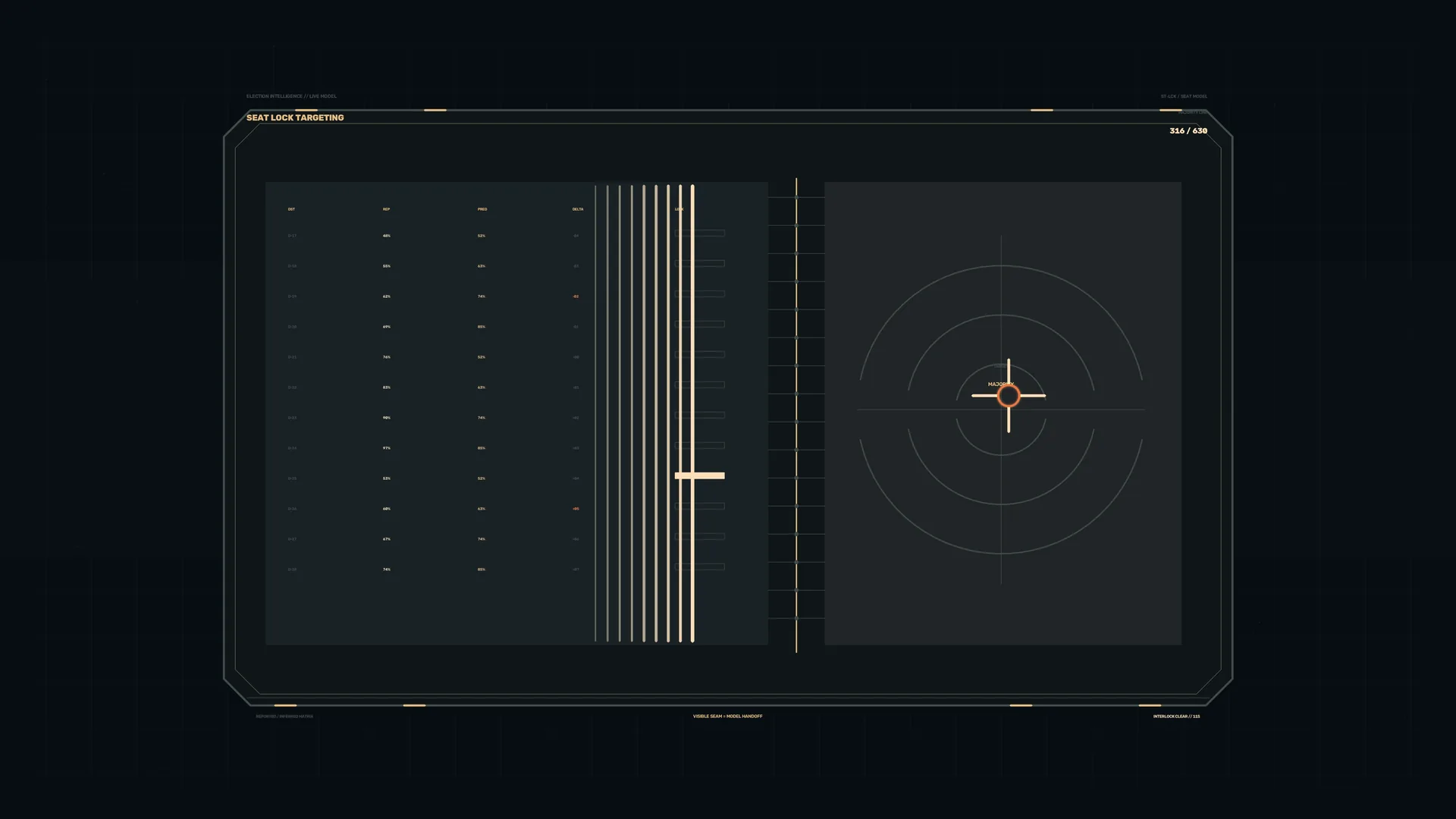 Dark targeting interface with radial tracking display — free 3840x2160 4K wallpaper image