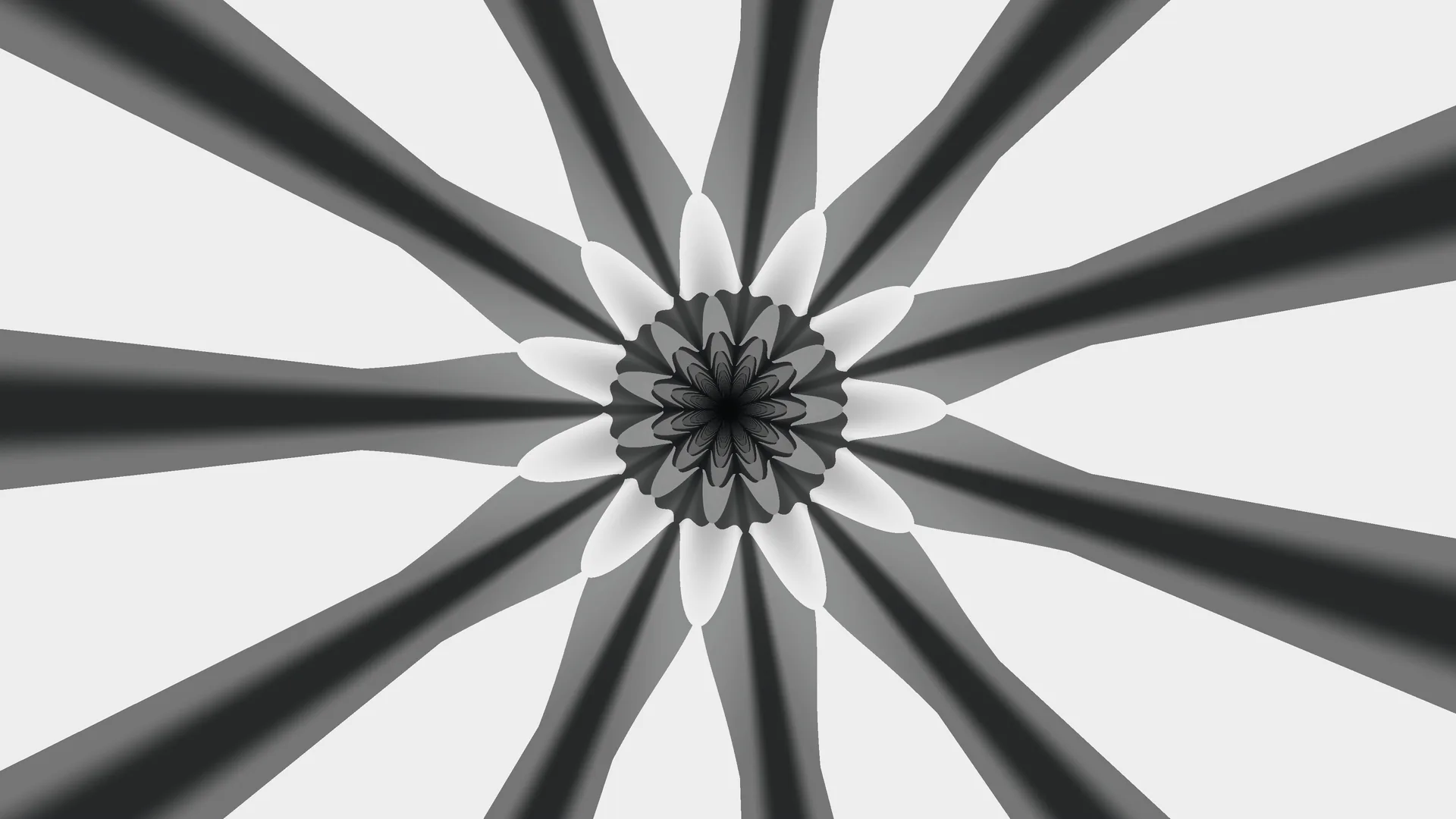 Monochrome radial flower with geometric petals — free 3840x2160 4K wallpaper image