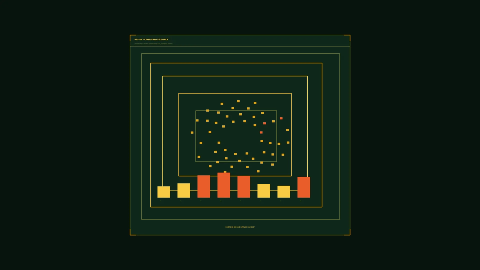 Geometric power shed diagram in amber and green — free 3840x2160 4K wallpaper image