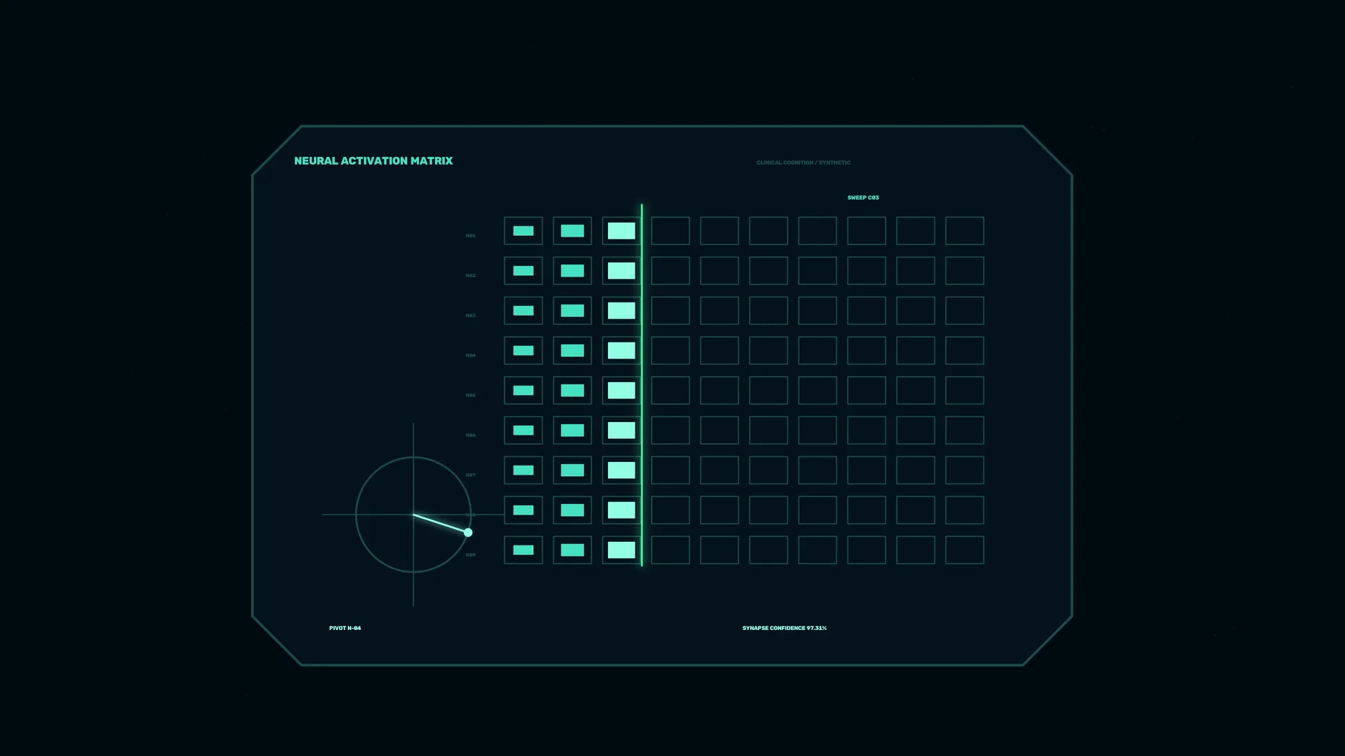 Neural activation matrix with signal sweep — free 3840x2160 4K wallpaper image