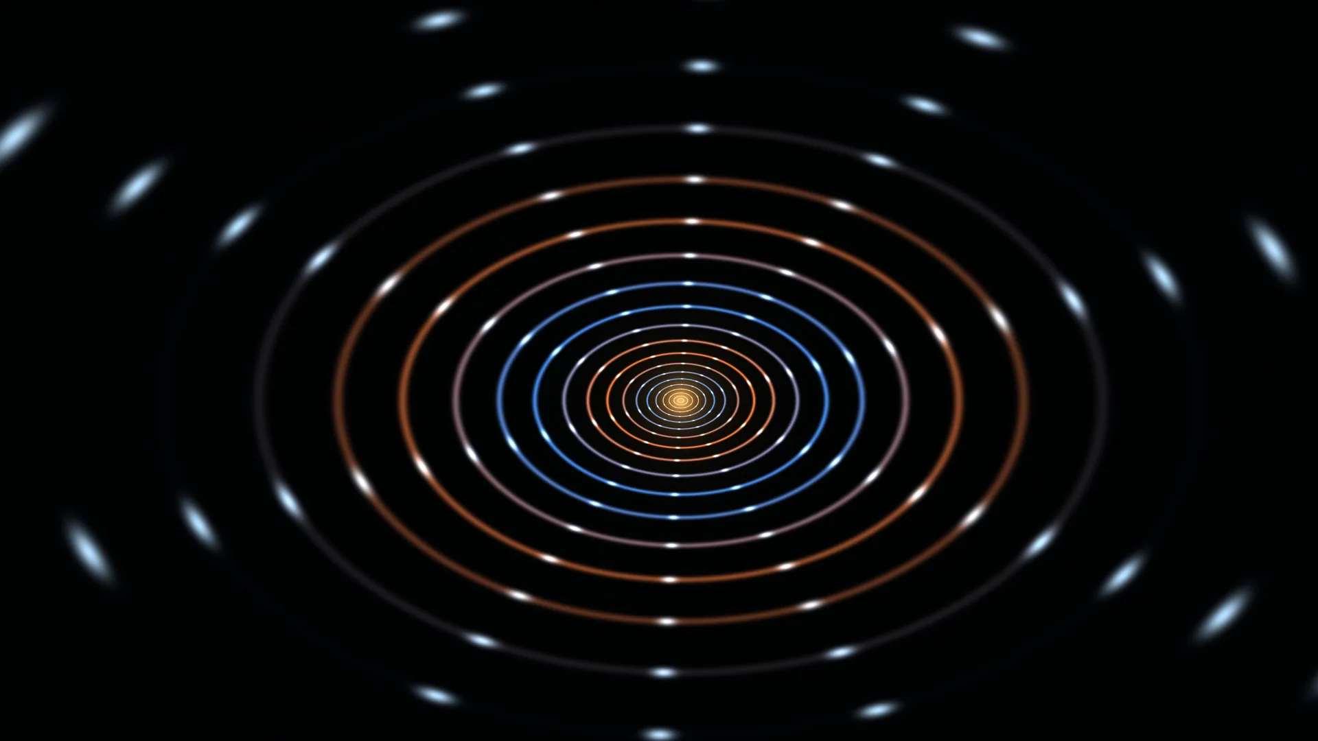Concentric luminous rings in blue and copper — free 3840x2160 4K wallpaper image