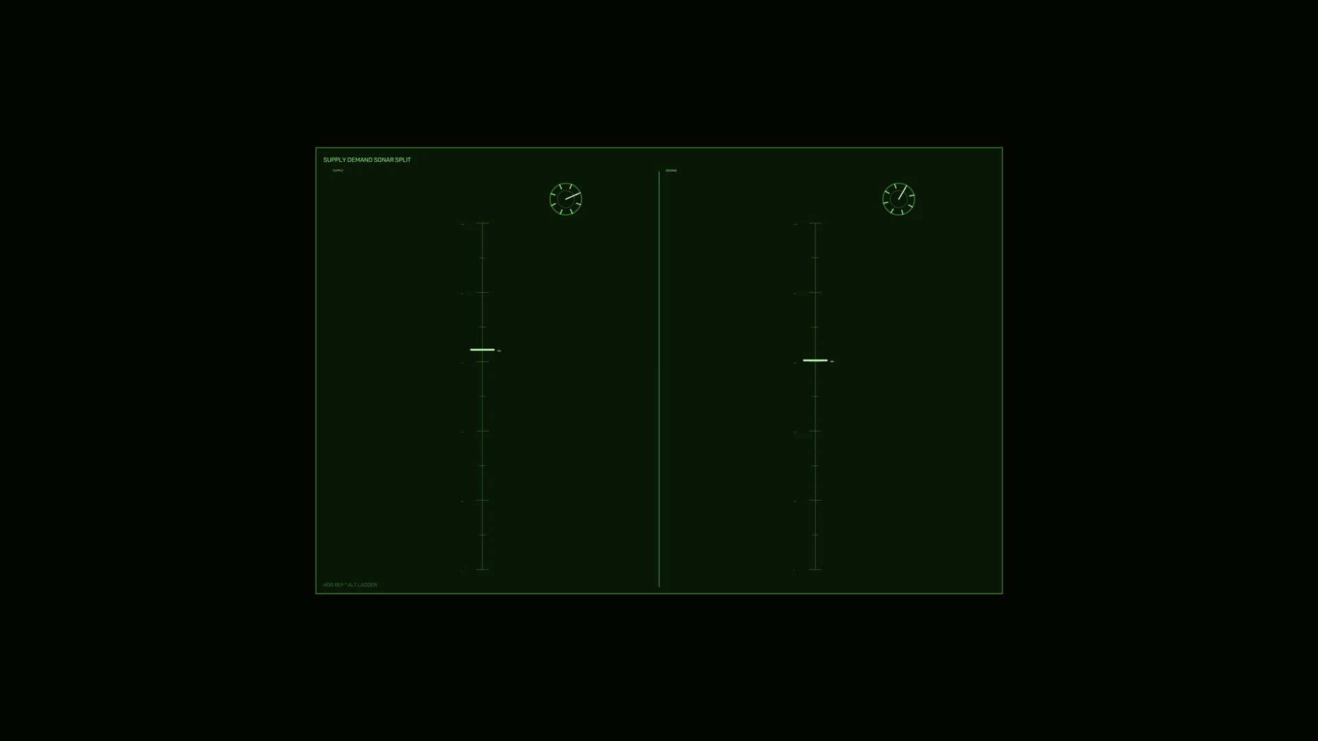 Green dual-panel sonar interface on black — free 3840x2160 4K wallpaper image
