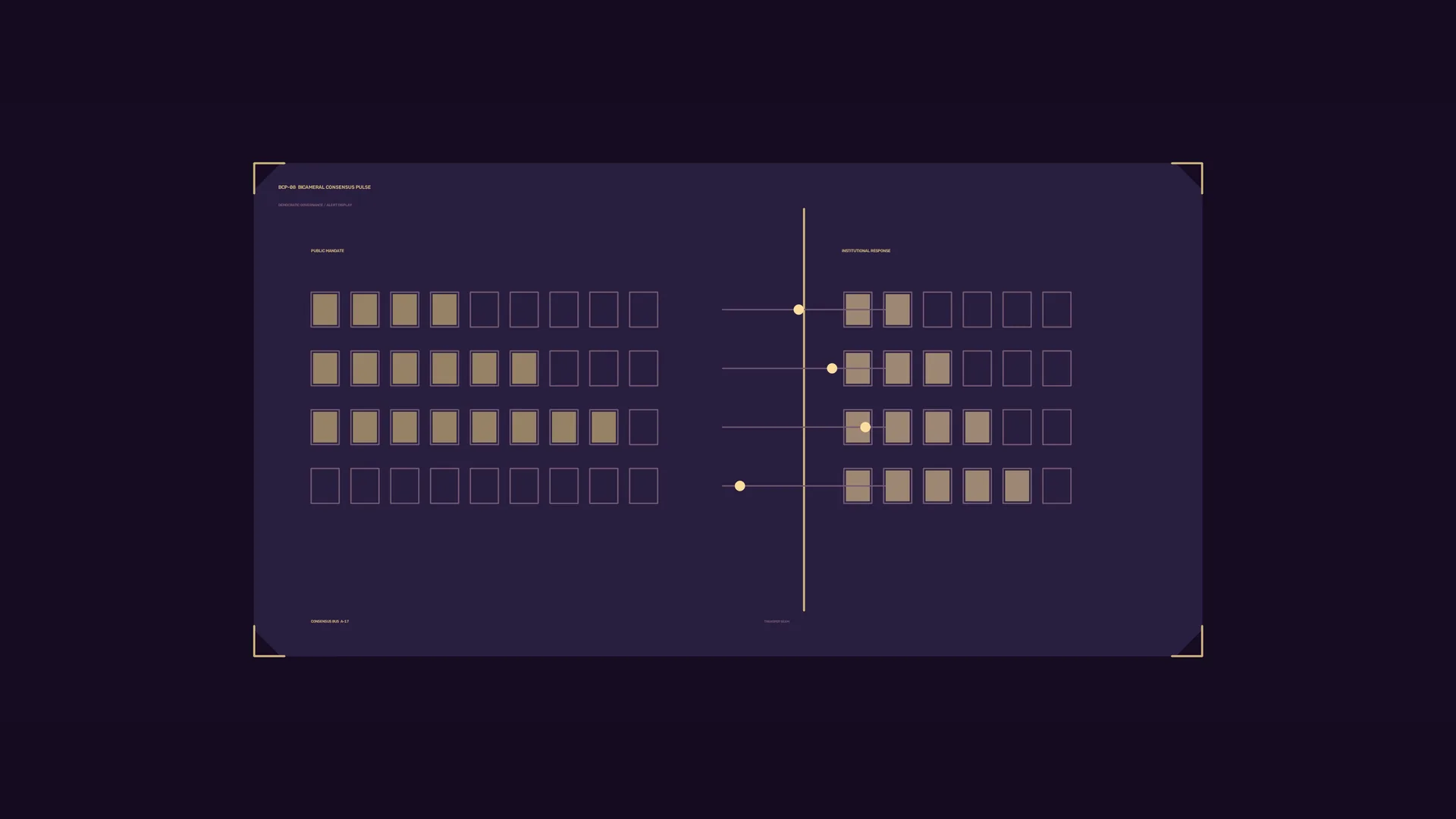 Geometric consensus grid in violet and gold — free 3840x2160 4K wallpaper image