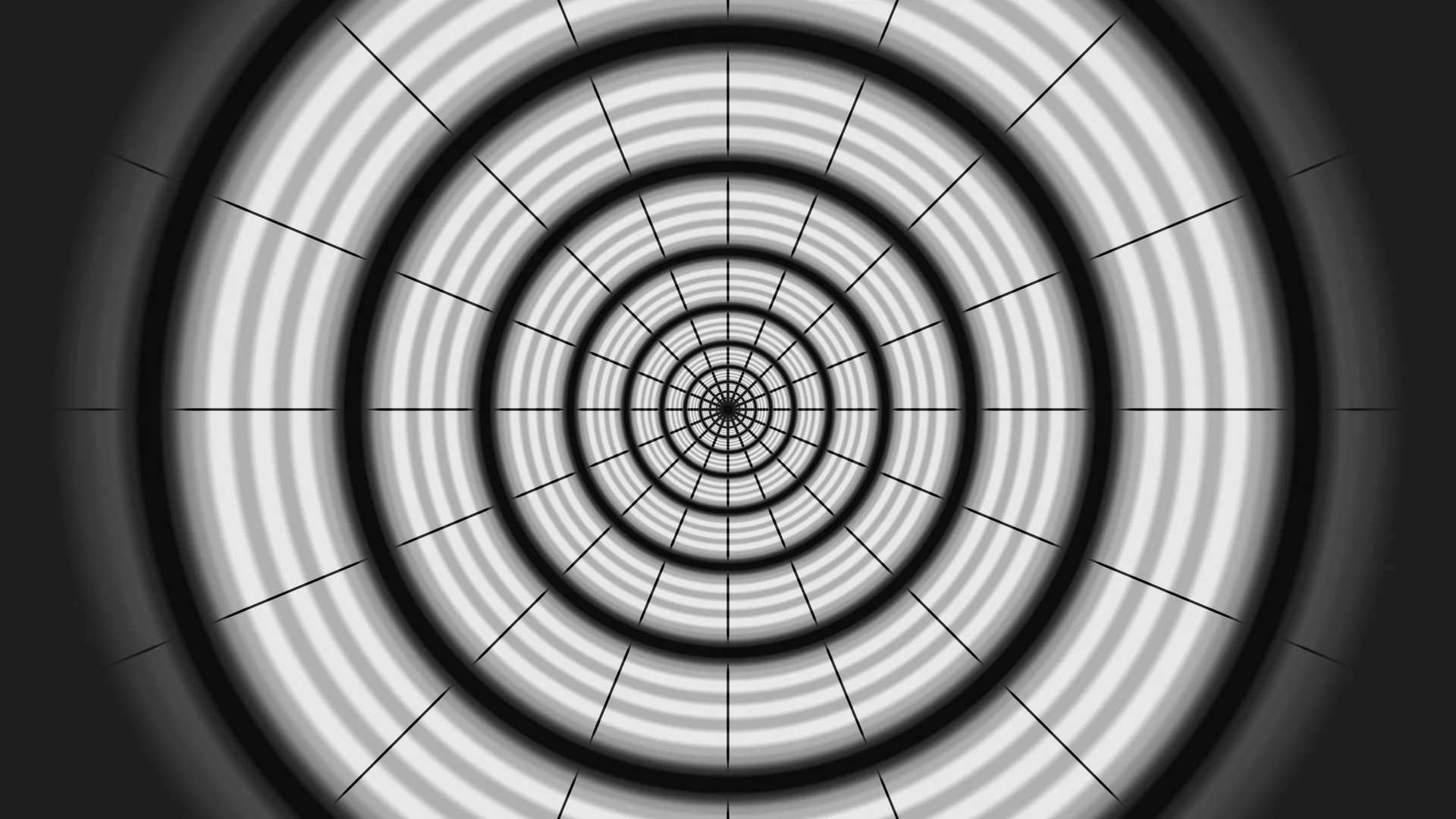 Monochrome concentric target with radial grid — free 3840x2160 4K wallpaper image