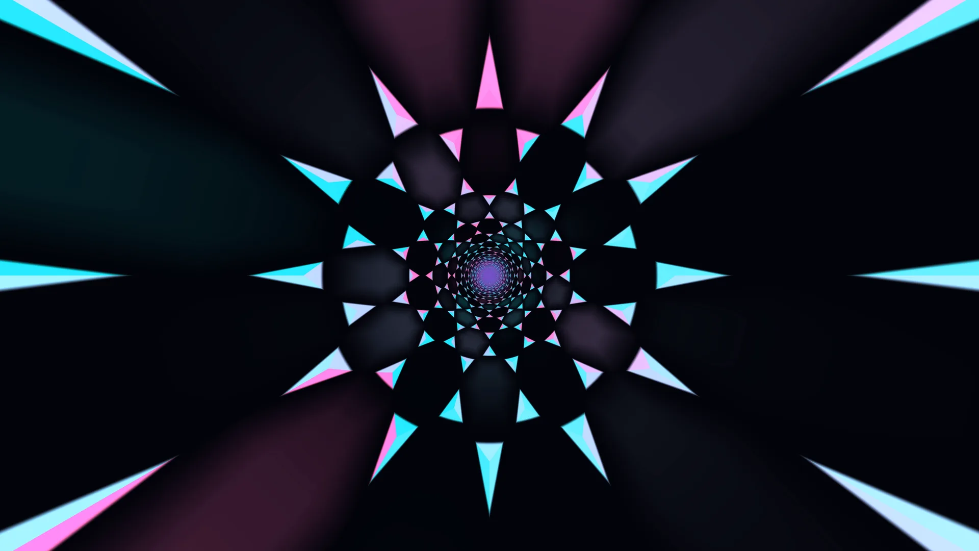 Concentric neon triangle tunnel on black — free 3840x2160 4K wallpaper image