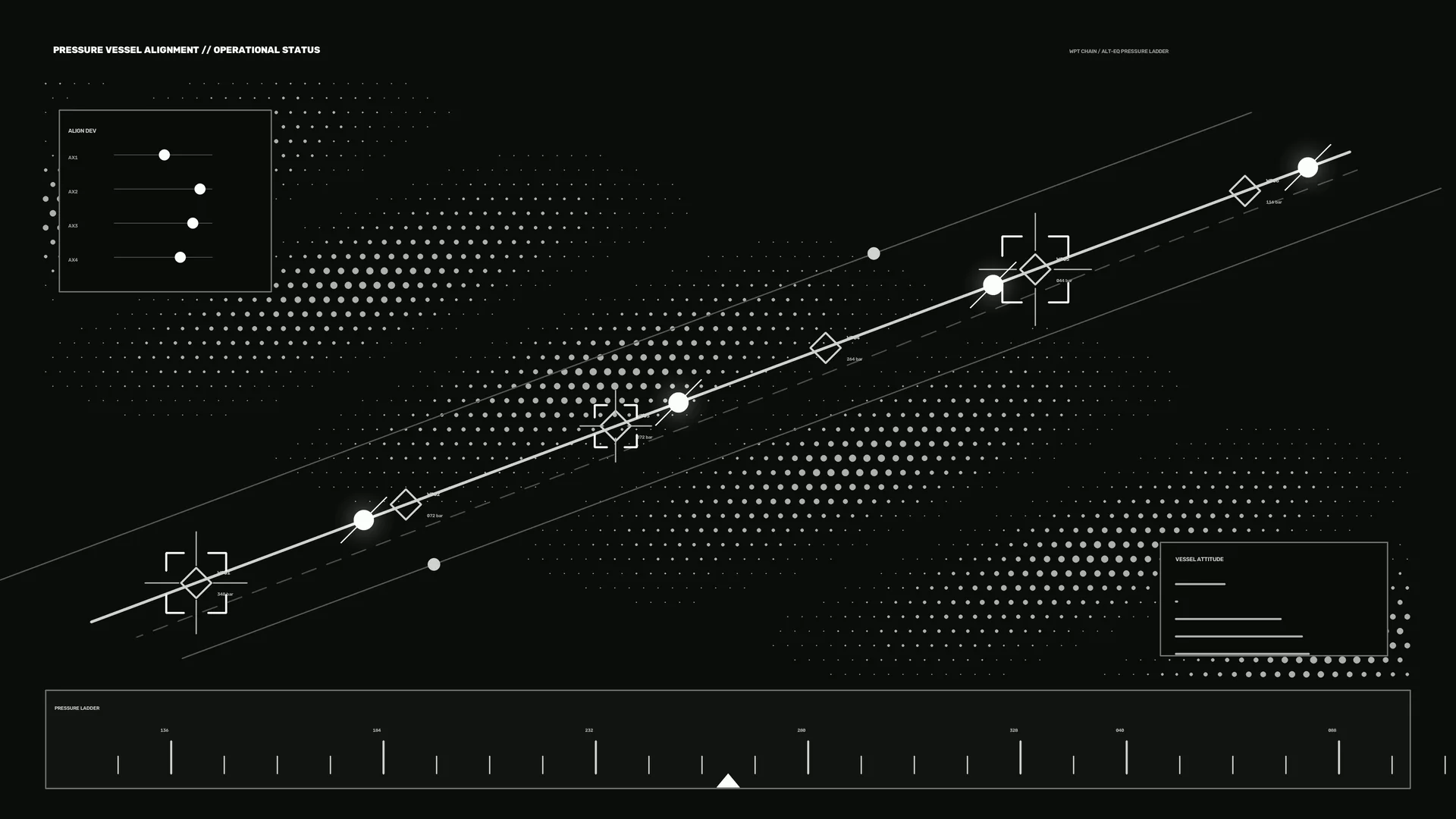 Monochrome pressure vessel alignment schematic — free 3840x2160 4K wallpaper image