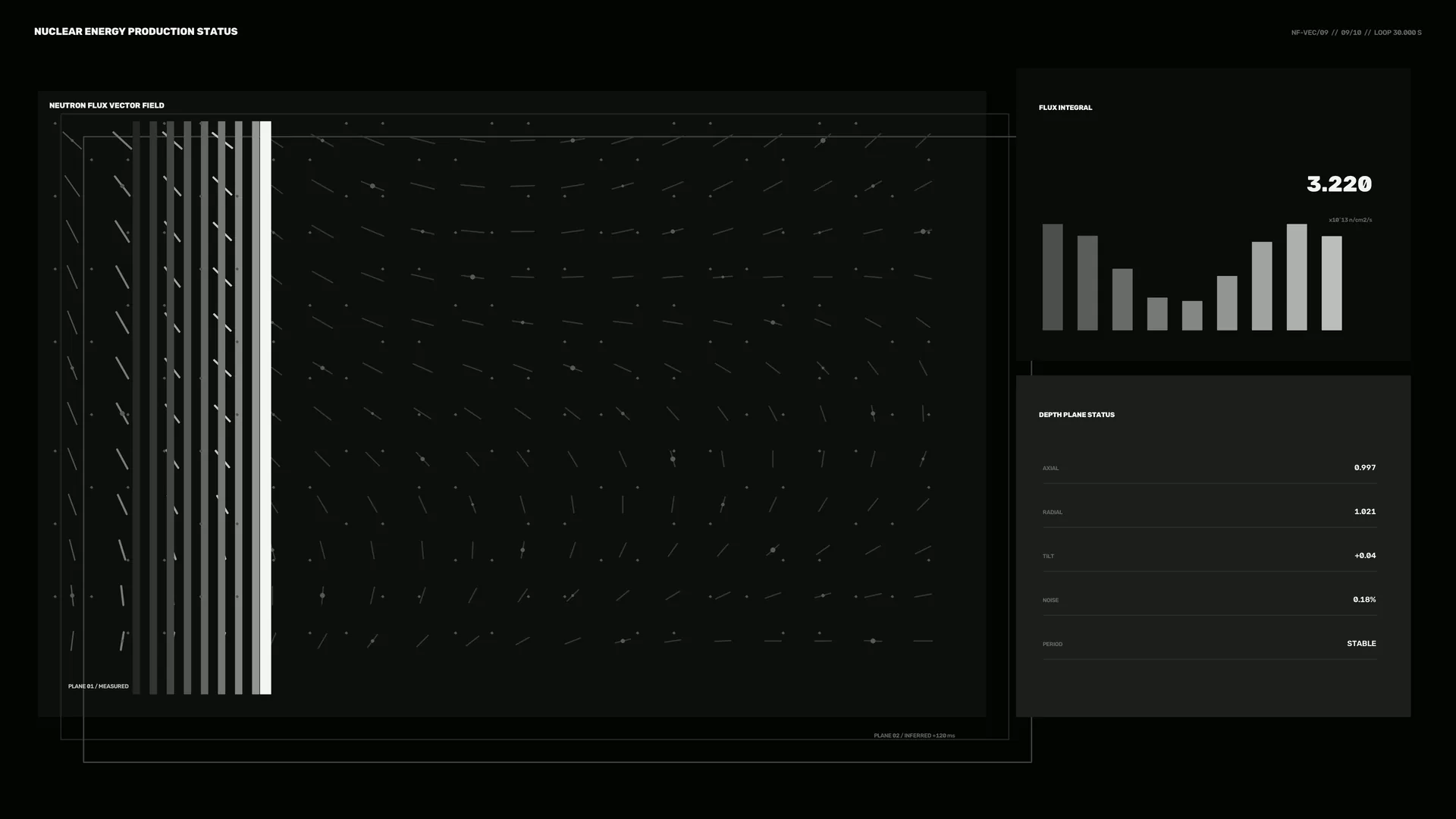 Monochrome neutron flux vector field interface — free 3840x2160 4K wallpaper image