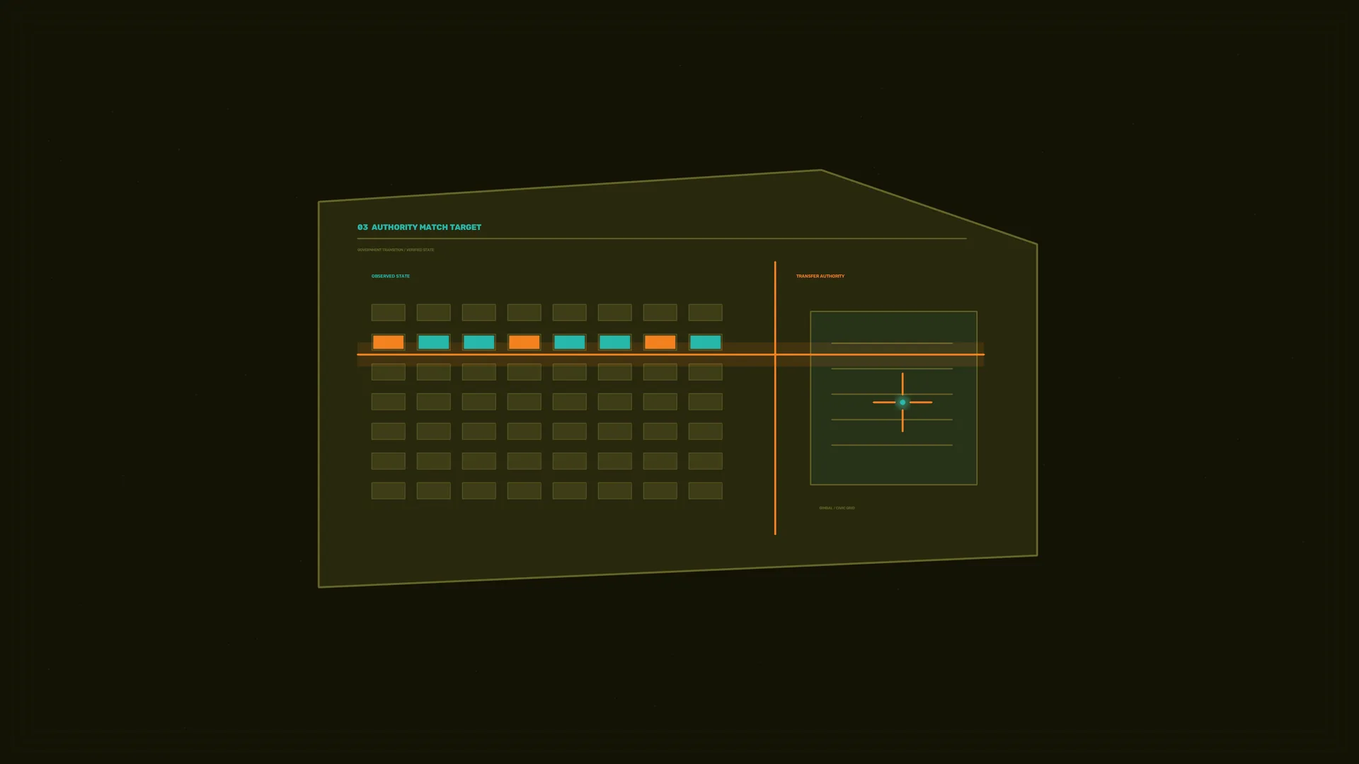 Geometric authority grid in olive and orange — free 3840x2160 4K wallpaper image