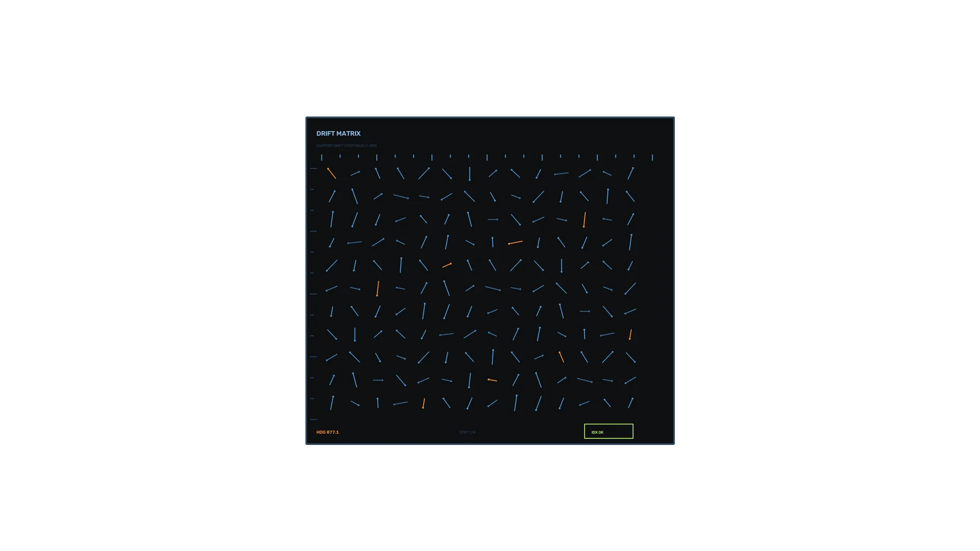 Blue drift matrix with orange vector accents — free 3840x2160 4K wallpaper image