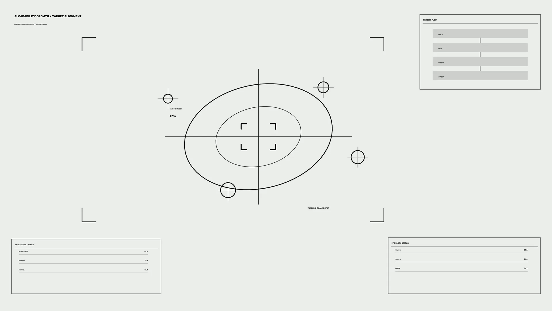 Monochrome target alignment interface diagram — free 3840x2160 4K wallpaper image