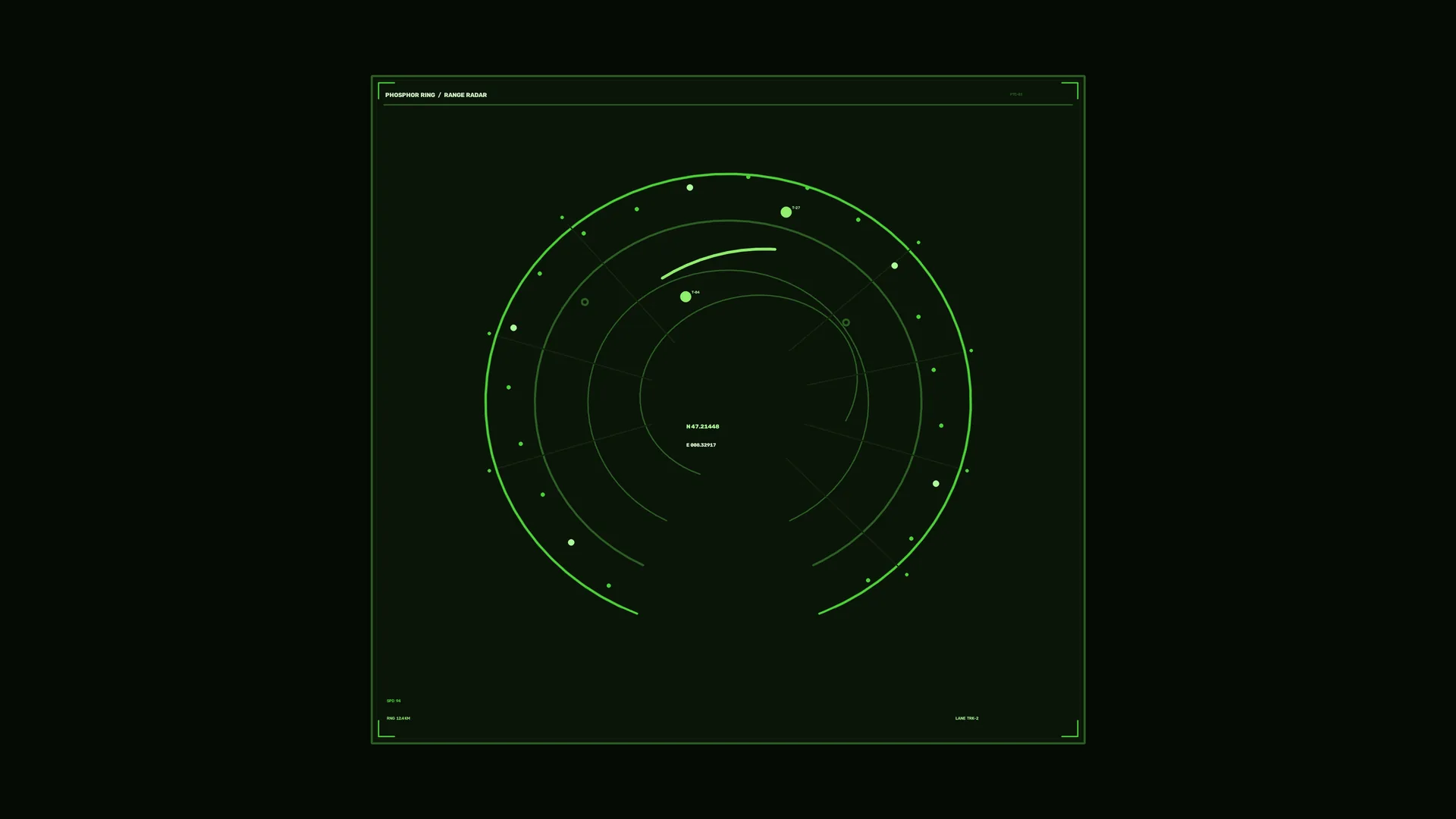 Green phosphor radar display with orbital geometry — free 3840x2160 4K wallpaper image