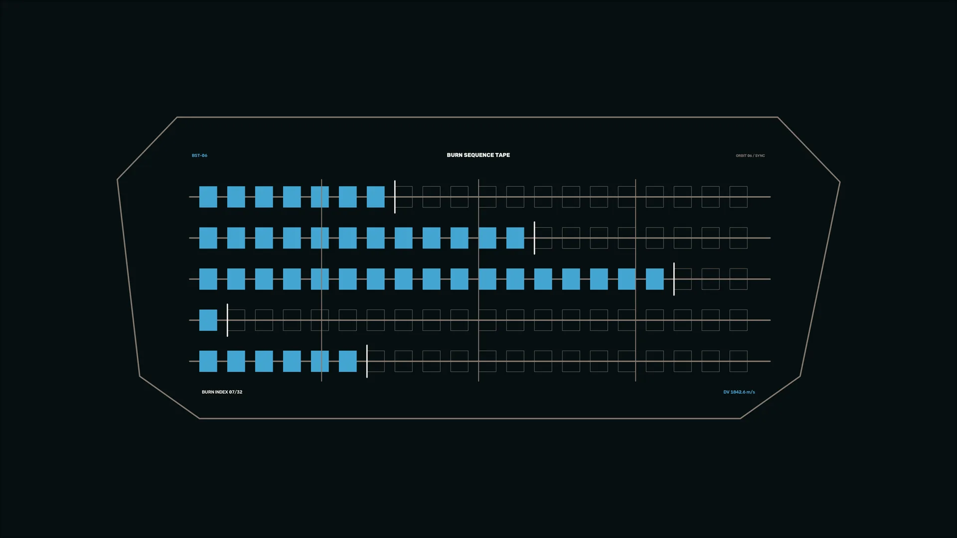 Blue sequence grid on a dark technical panel — free 3840x2160 4K wallpaper image