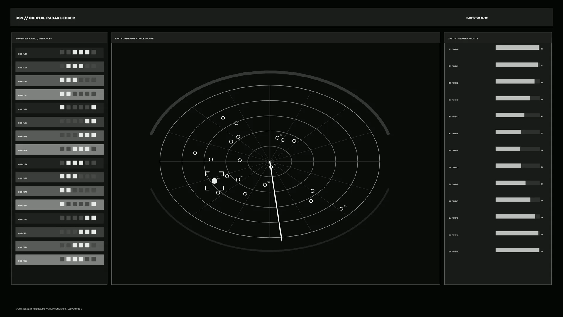 Orbital radar interface with concentric tracking rings — free 3840x2160 4K wallpaper image