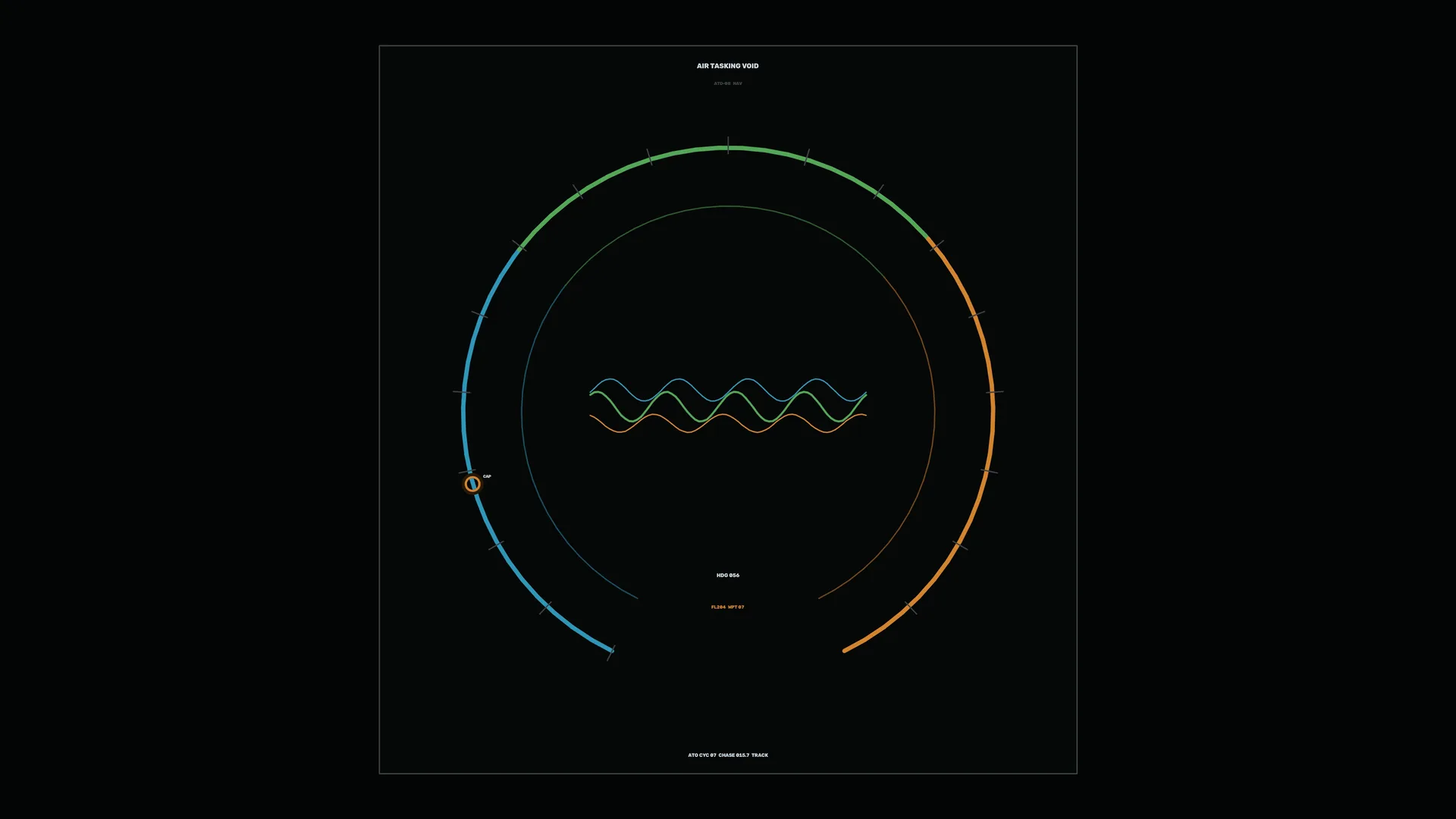 Orbital rings with coloured waveform traces — free 3840x2160 4K wallpaper image
