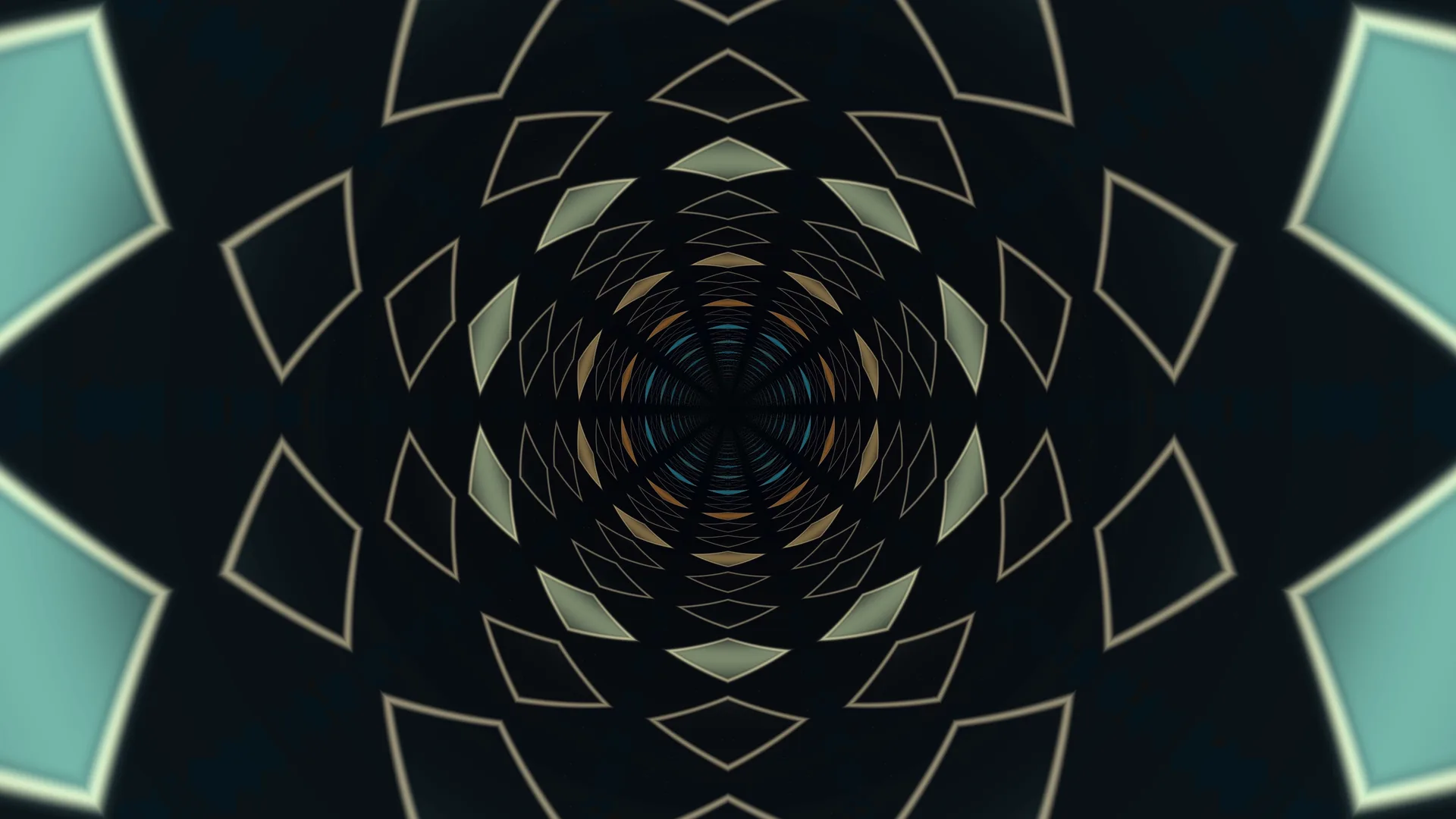 Concentric geometric tunnel in dark teal and bronze — free 3840x2160 4K wallpaper image