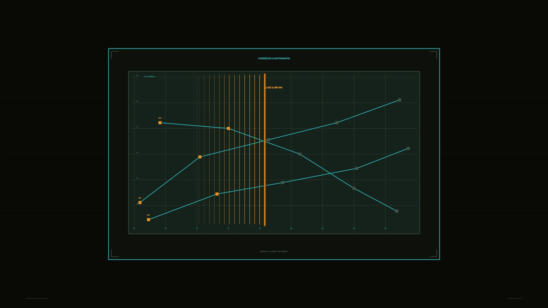 Dark corridor cartography with cyan graph lines — free 3840x2160 4K wallpaper image