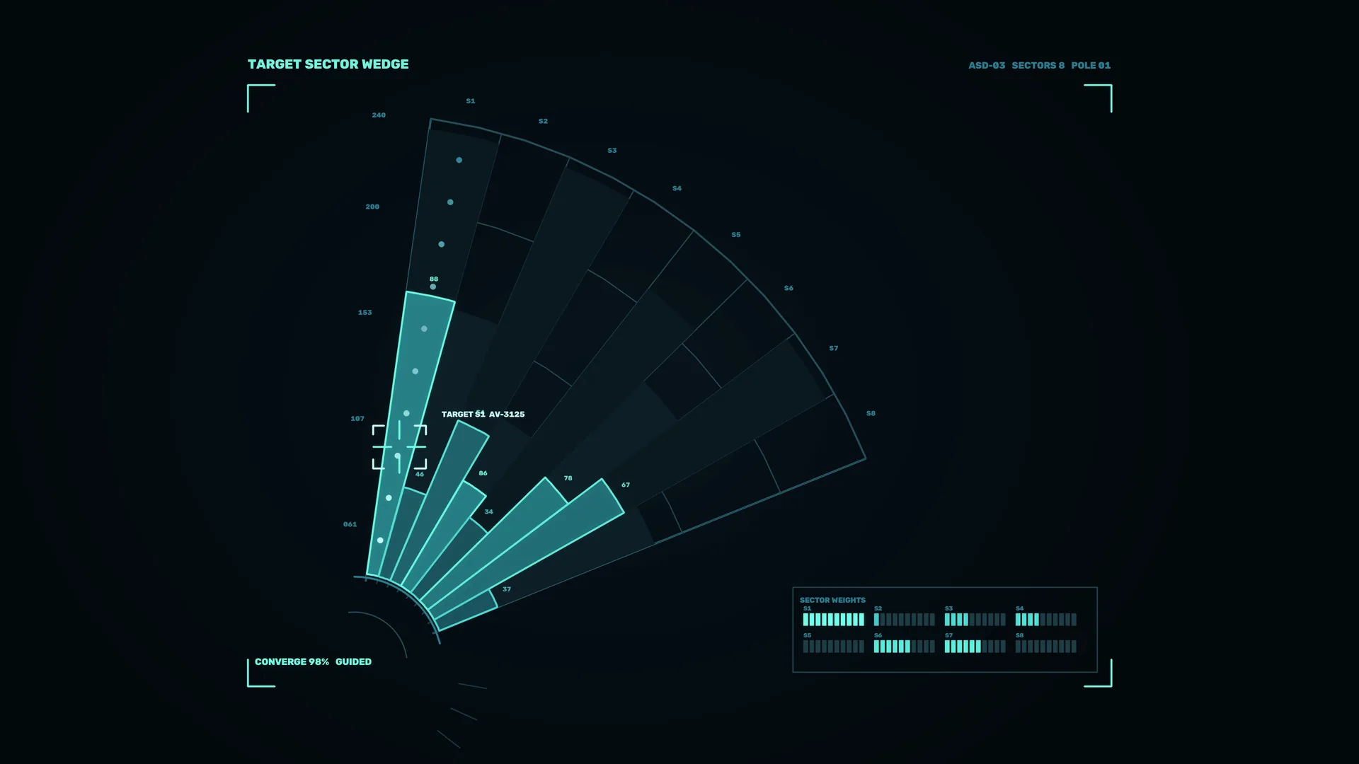Cyan radial sector targeting interface — free 3840x2160 4K wallpaper image