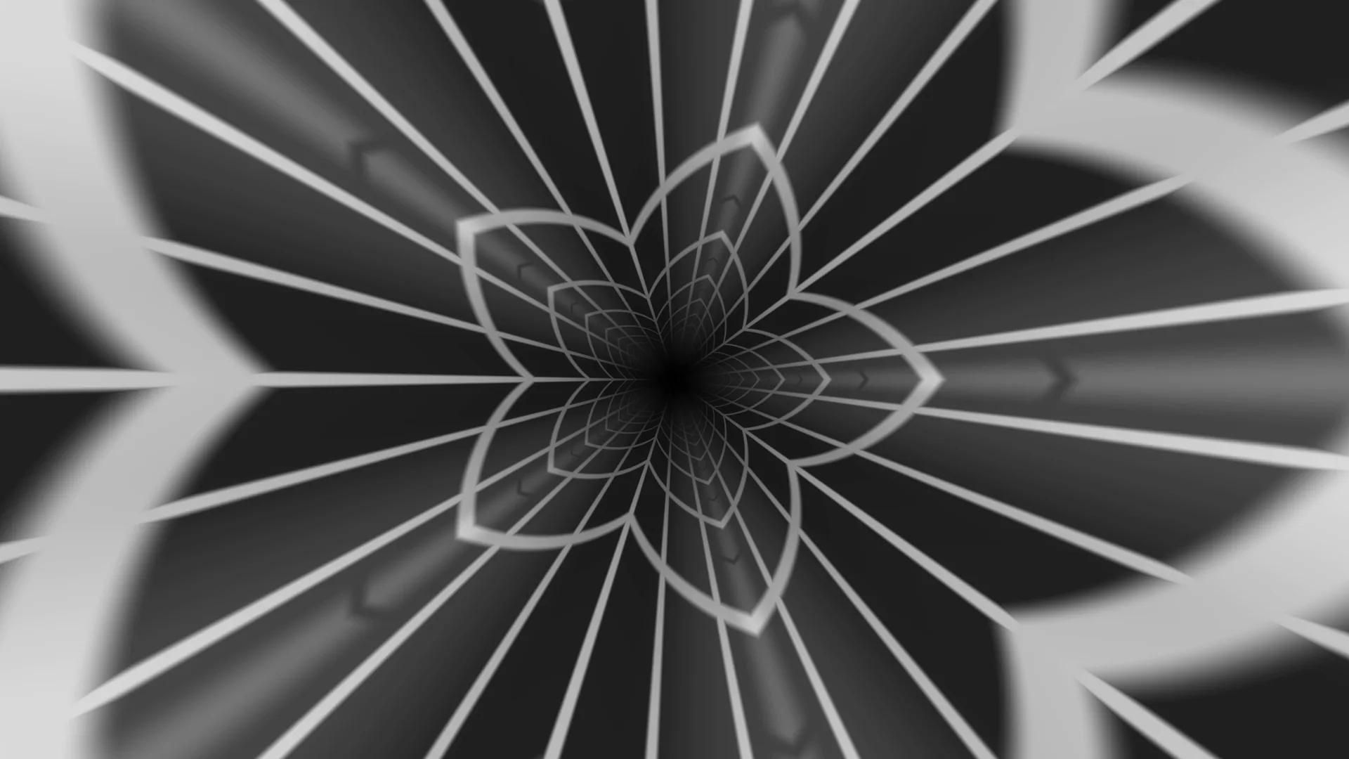 Monochrome radial lattice with petal geometry — free 3840x2160 4K wallpaper image
