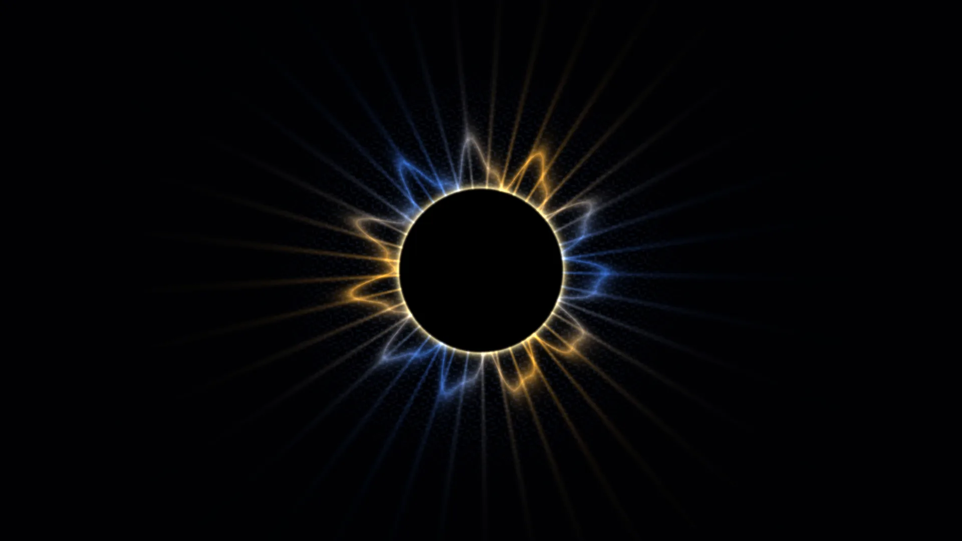 Blue and Gold Radial Energy Ring on Black — free 3840x2160 4K wallpaper image