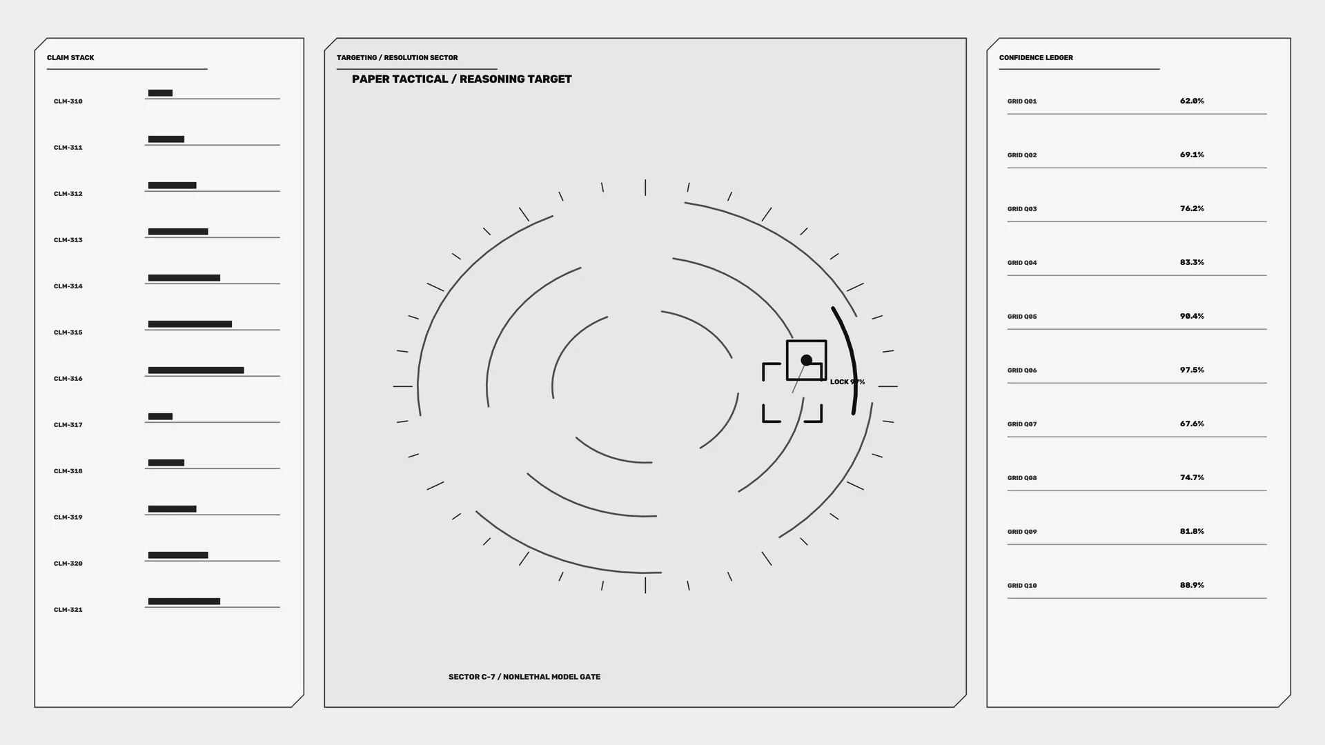 Monochrome tactical targeting interface with radial grid — free 3840x2160 4K wallpaper image