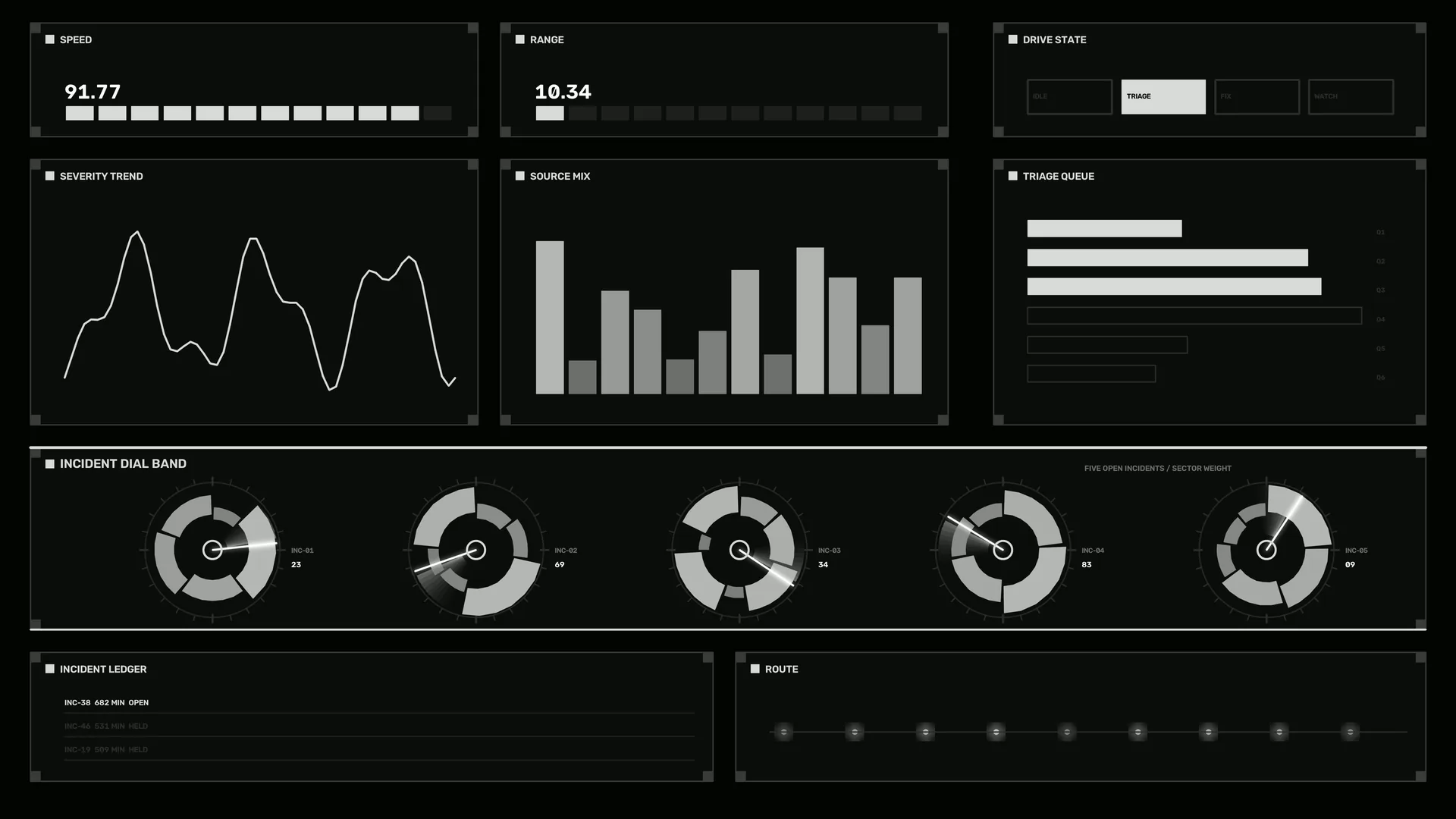 Monochrome incident monitoring dashboard interface — free 3840x2160 4K wallpaper image