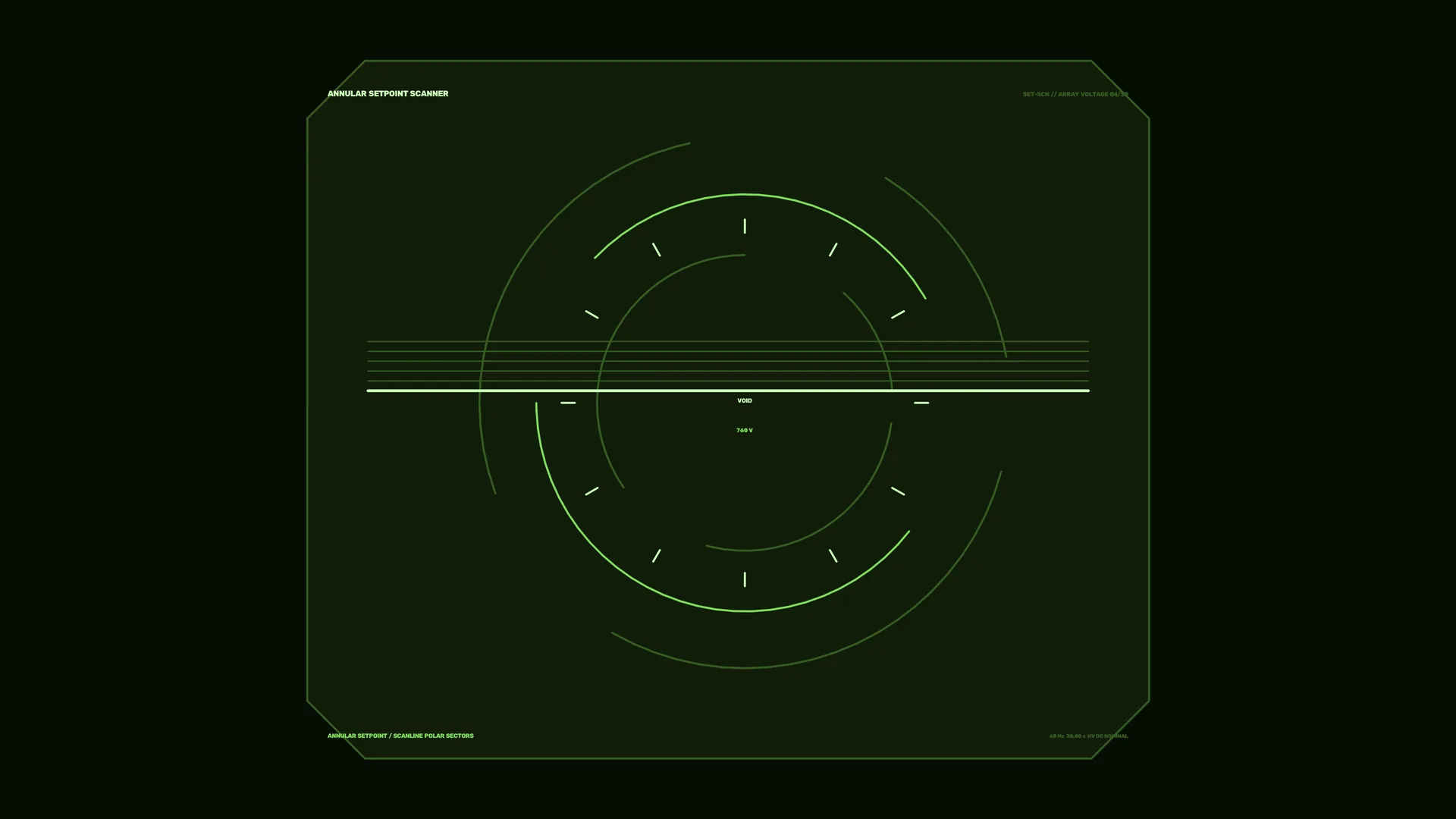 Green annular scanner interface on a dark field — free 3840x2160 4K wallpaper image