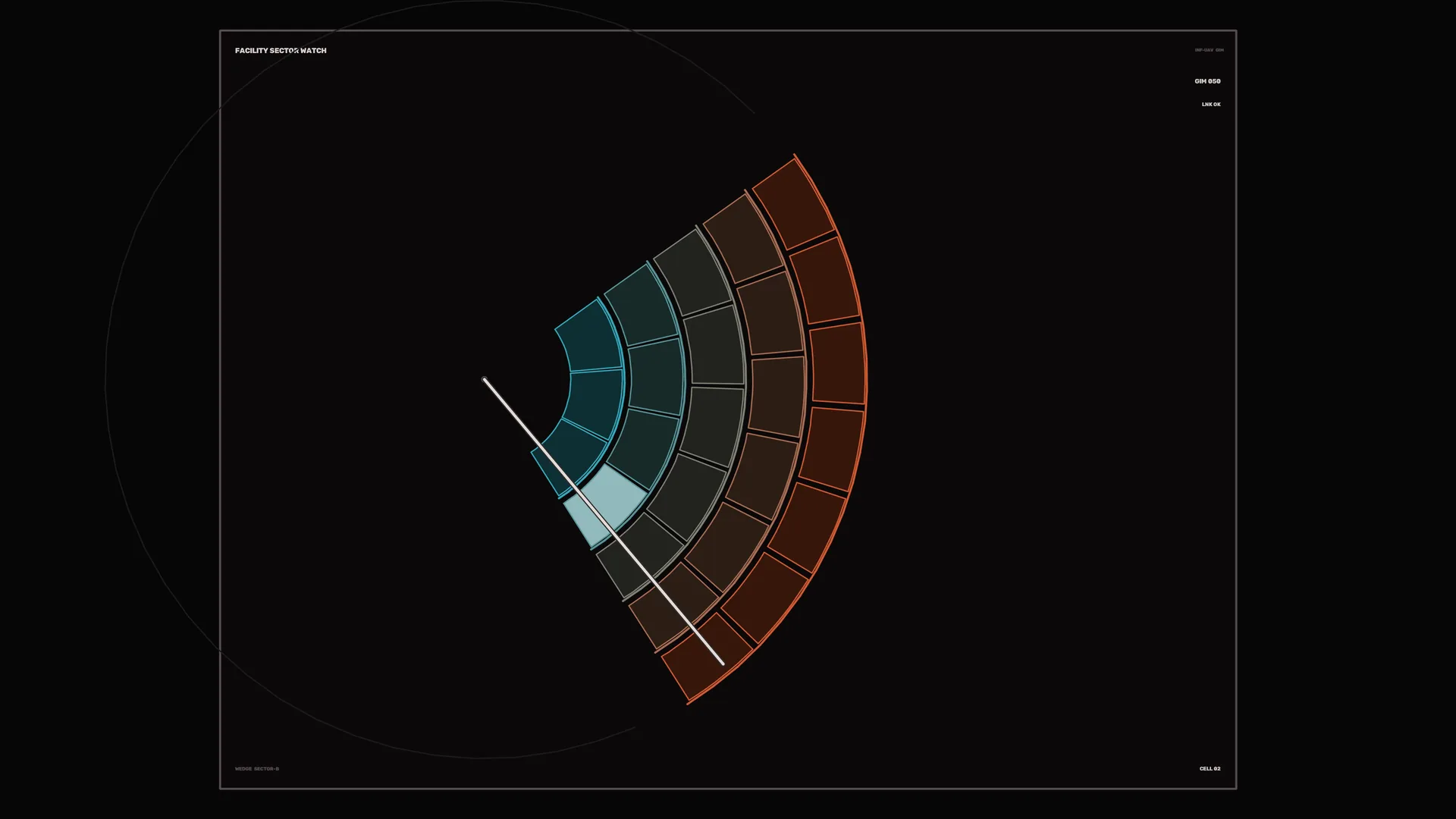 Concentric segmented arc with cyan and amber lines — free 3840x2160 4K wallpaper image