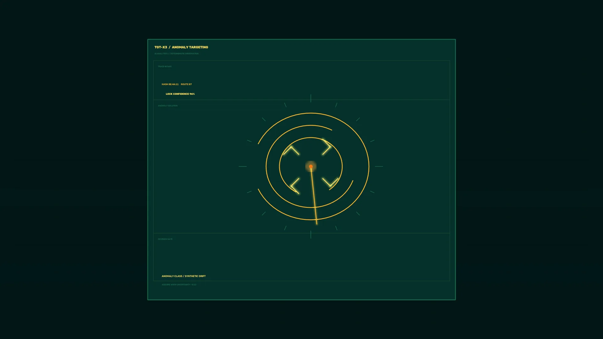Amber anomaly target on a dark teal grid — free 3840x2160 4K wallpaper image