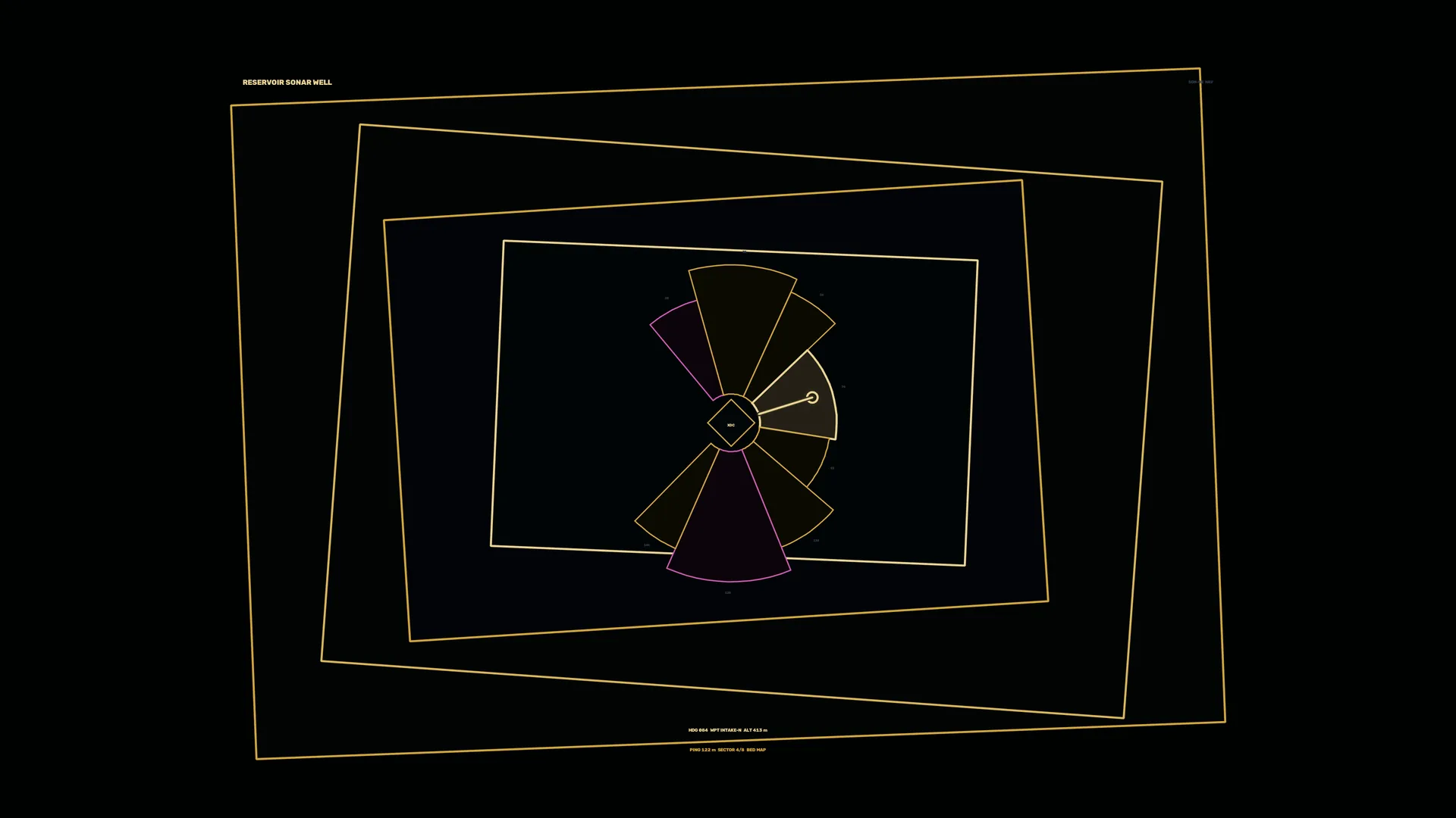 Concentric technical rectangles with radial sectors — free 3840x2160 4K wallpaper image