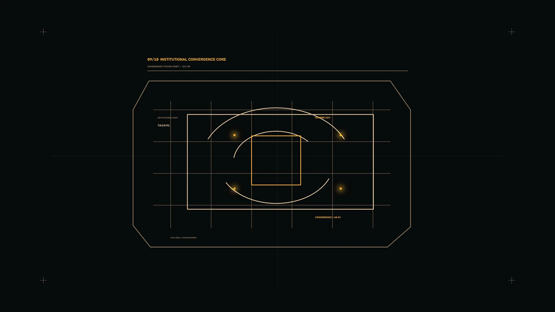 Amber geometric convergence interface on black — free 3840x2160 4K wallpaper image