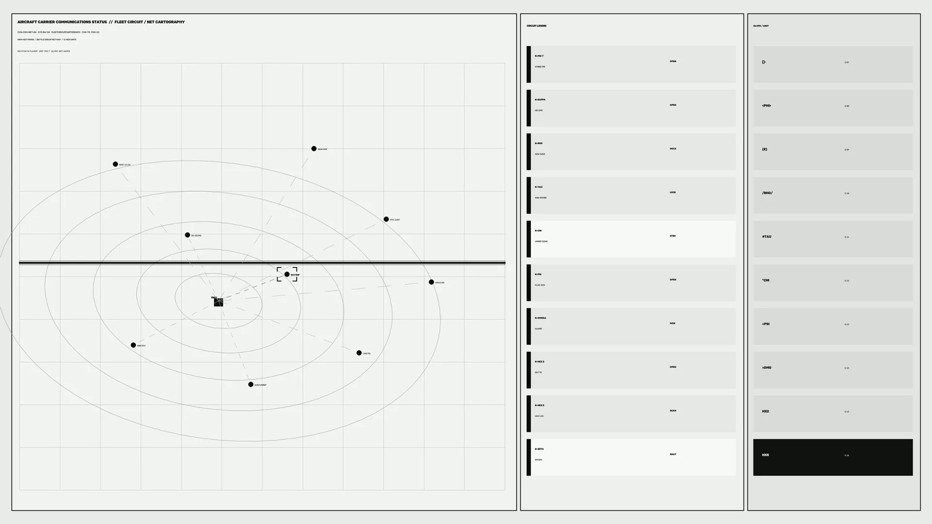 Monochrome aircraft carrier signal map interface — free 3840x2160 4K wallpaper image