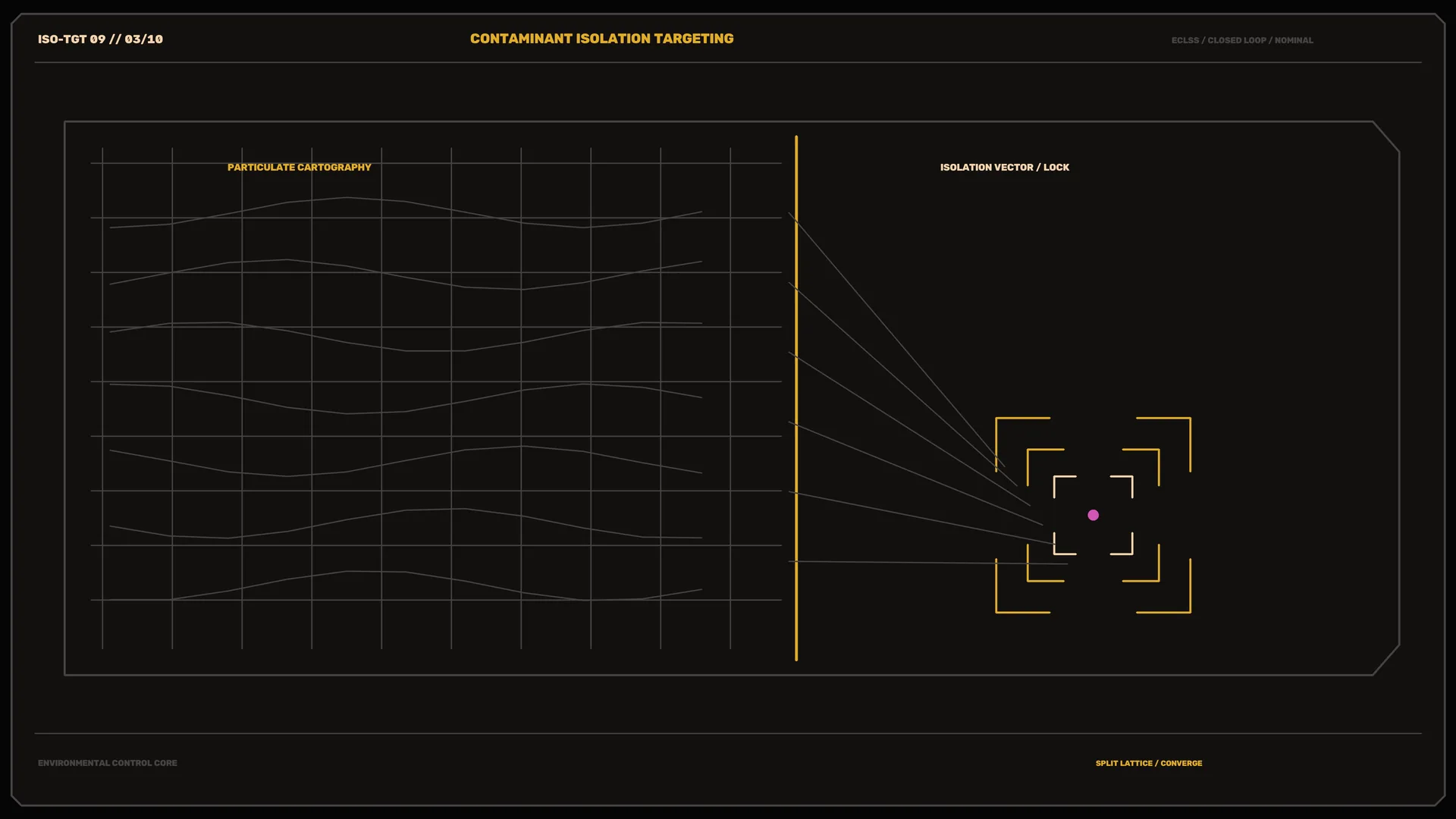 Dark particulate cartography targeting interface — free 3840x2160 4K wallpaper image