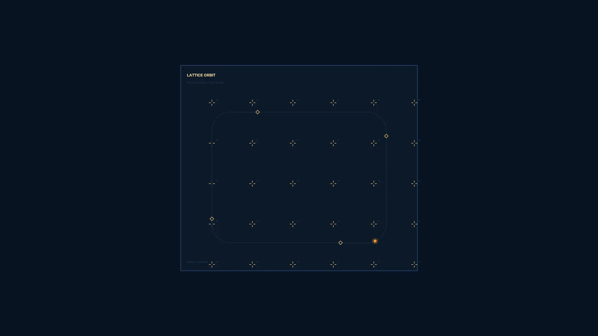 Dark lattice orbit diagram with amber markers — free 3840x2160 4K wallpaper image