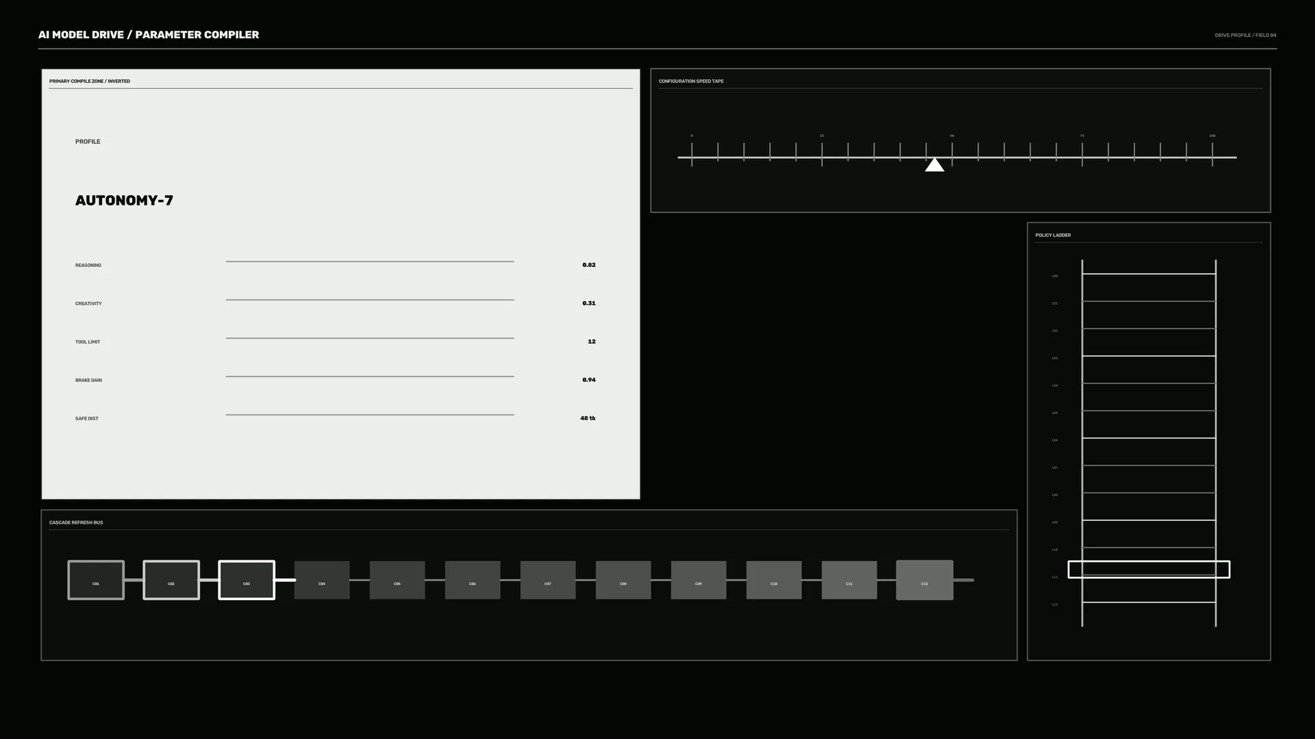 Monochrome AI parameter compiler interface — free 3840x2160 4K wallpaper image