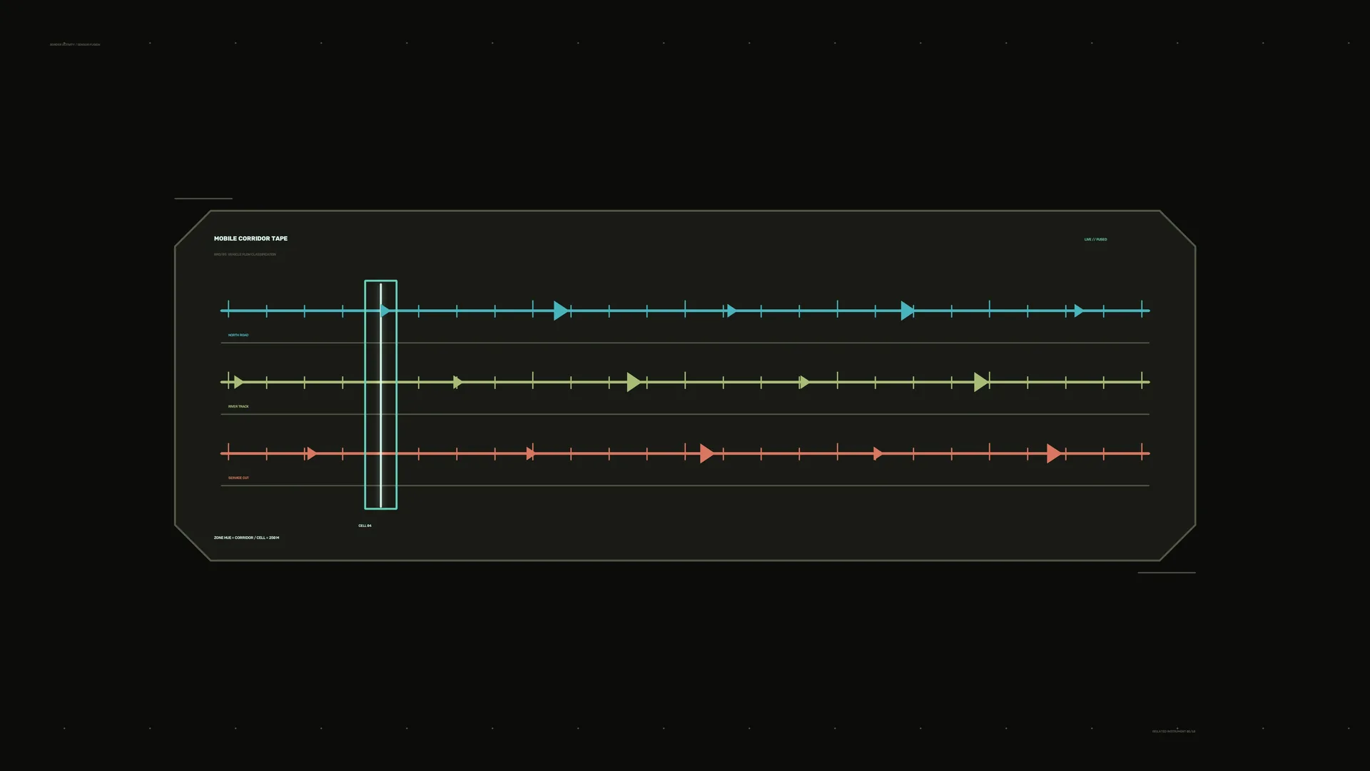 Minimalist neon corridor timeline schematic — free 3840x2160 4K wallpaper image