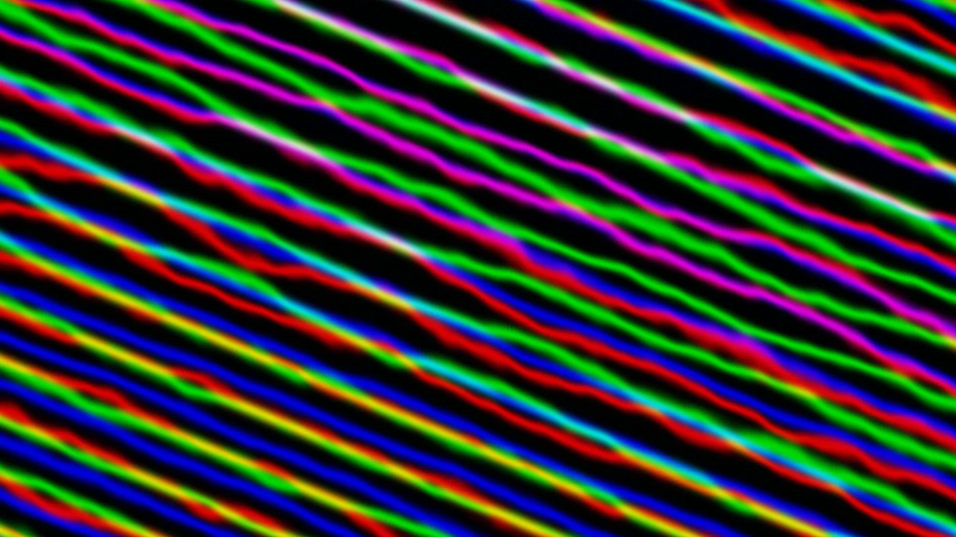 Diagonal neon wave bands on black — free 3840x2160 4K wallpaper image