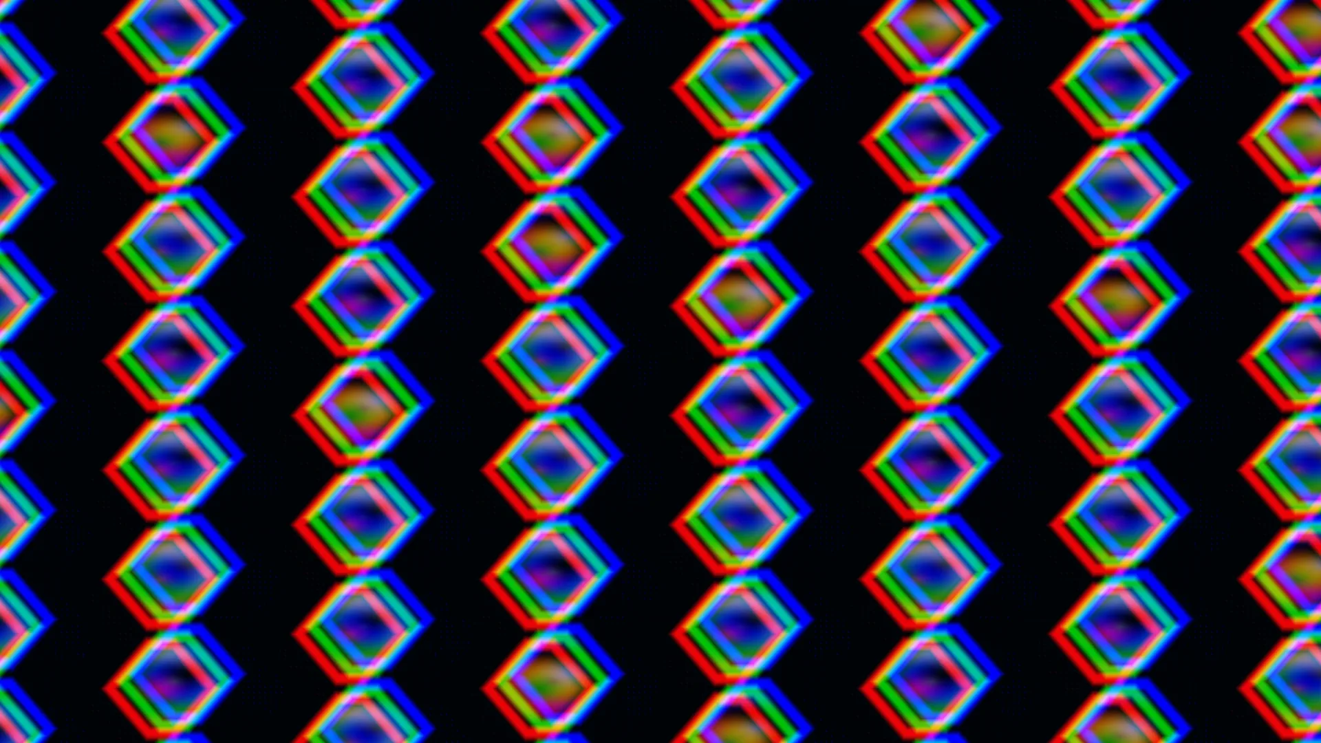 Chromatic diamond chain pattern on black — free 3840x2160 4K wallpaper image
