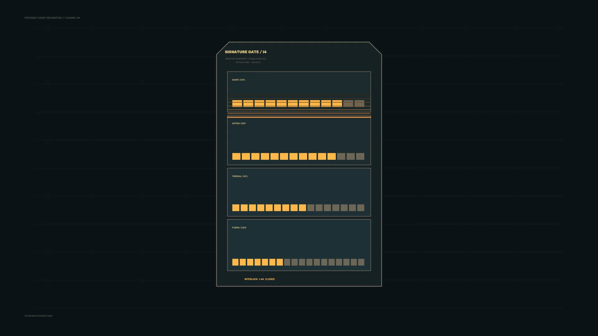 Amber Status Console on a Dark Grid — free 3840x2160 4K wallpaper image
