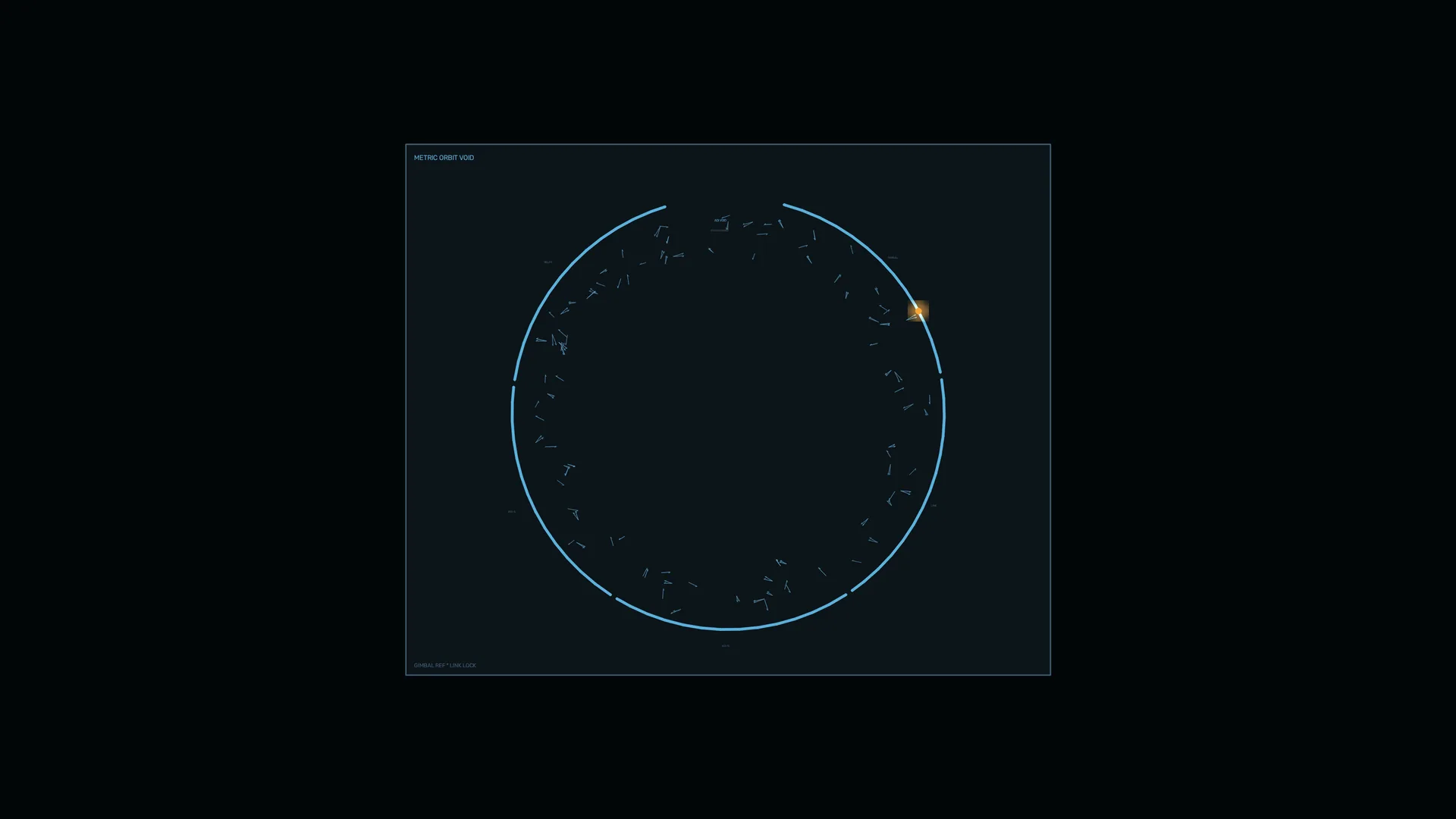 Cyan orbital ring with orange signal point — free 3840x2160 4K wallpaper image