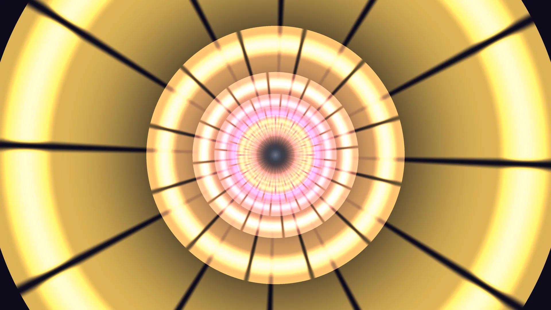 Concentric golden tunnel with radial spokes — free 3840x2160 4K wallpaper image