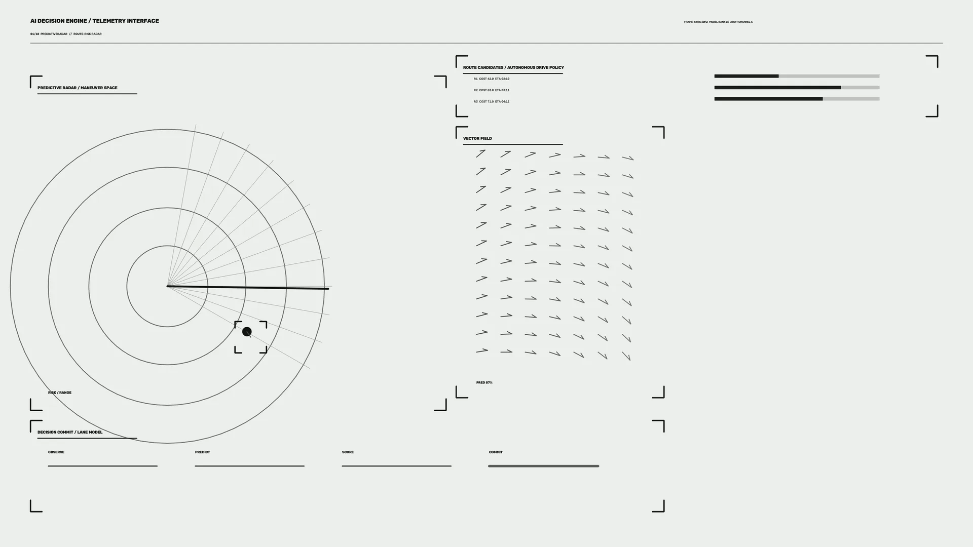 Monochrome autonomous route telemetry interface — free 3840x2160 4K wallpaper image