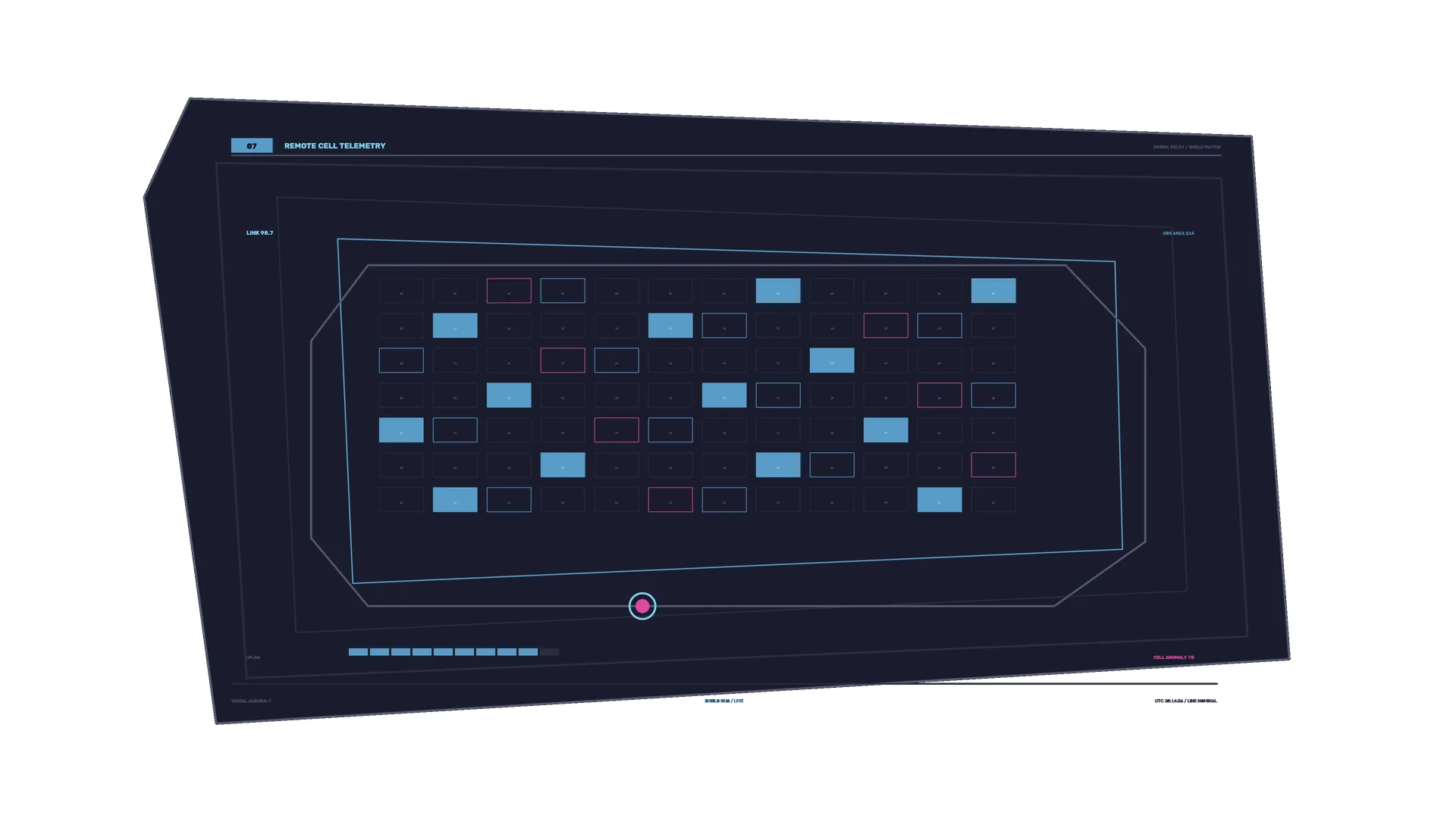 Dark telemetry interface with blue signal grid — free 3840x2160 4K wallpaper image