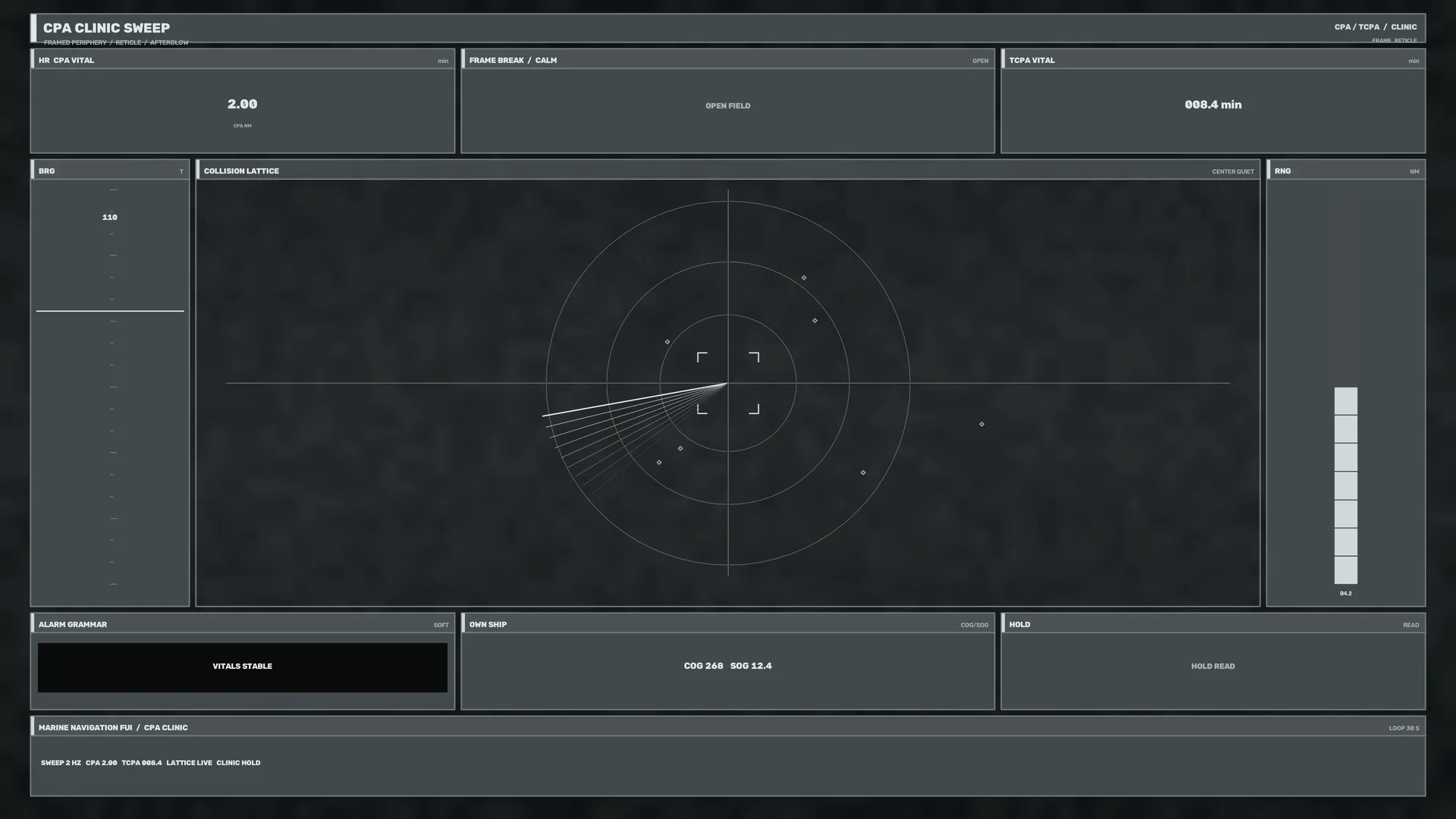 Dark tactical radar interface with collision lattice — free 3840x2160 4K wallpaper image