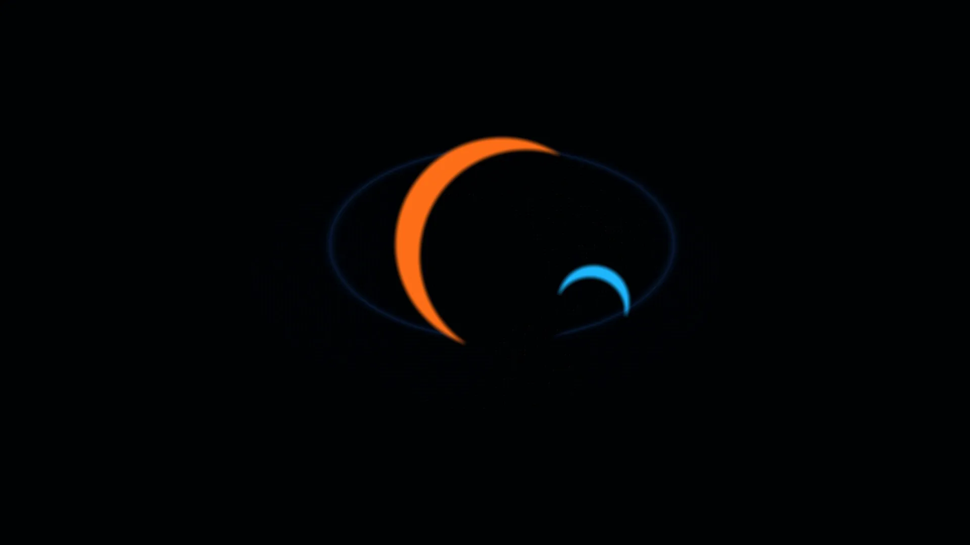 Orange and blue crescent arcs on black — free 3840x2160 4K wallpaper image