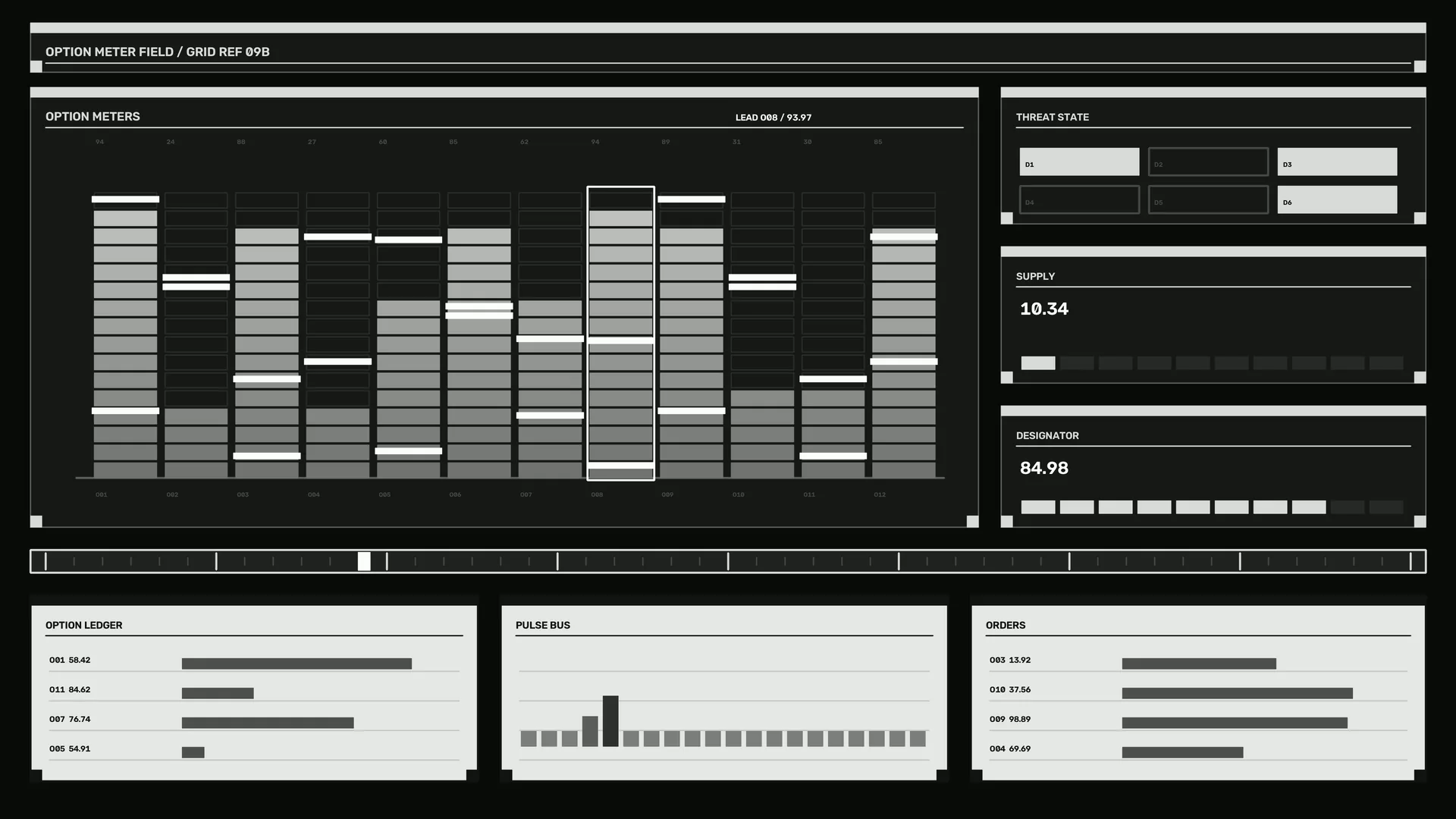 Monochrome option meter grid dashboard — free 3840x2160 4K wallpaper image