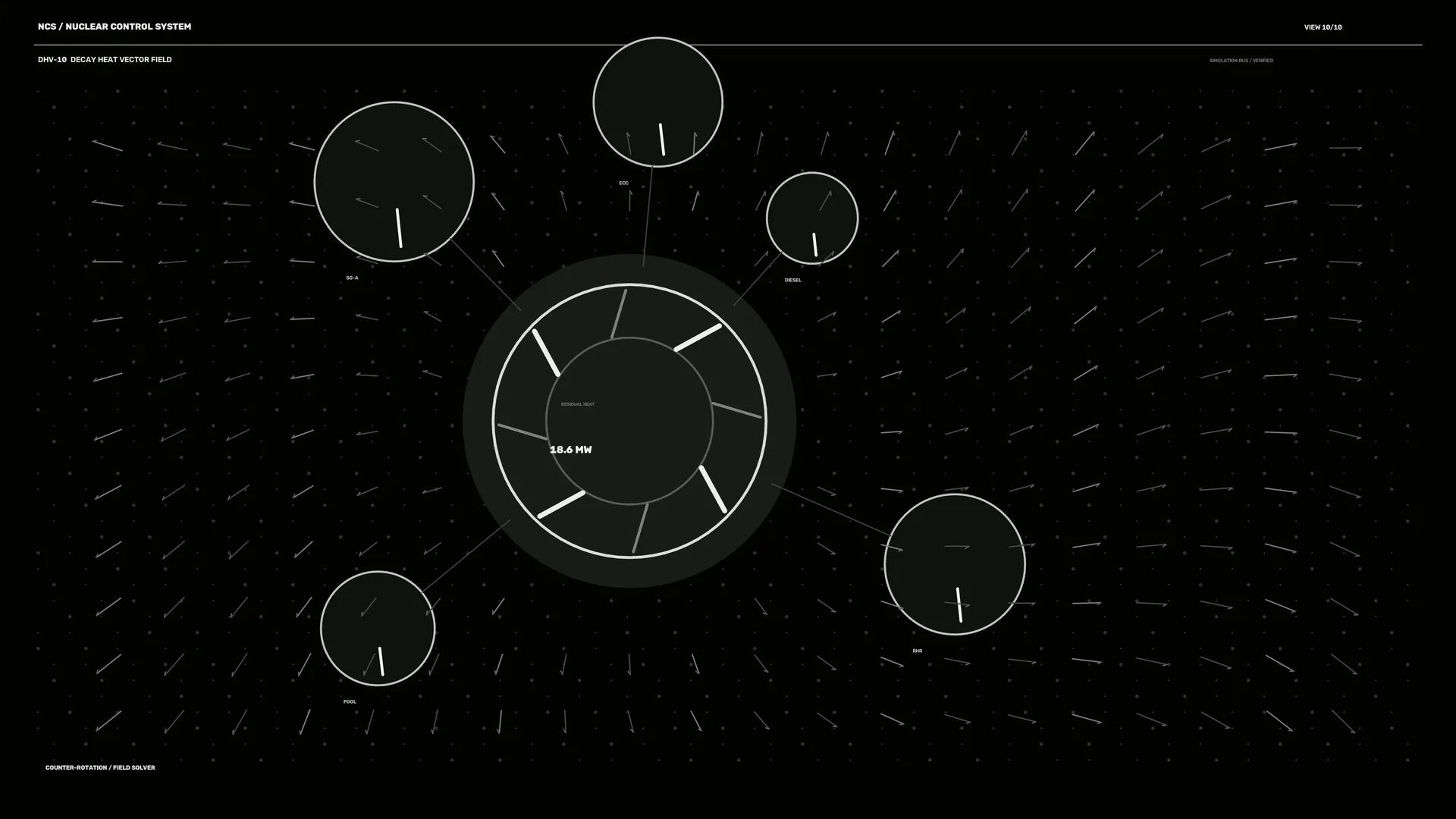 Radial heat vector field with reactor nodes — free 3840x2160 4K wallpaper image