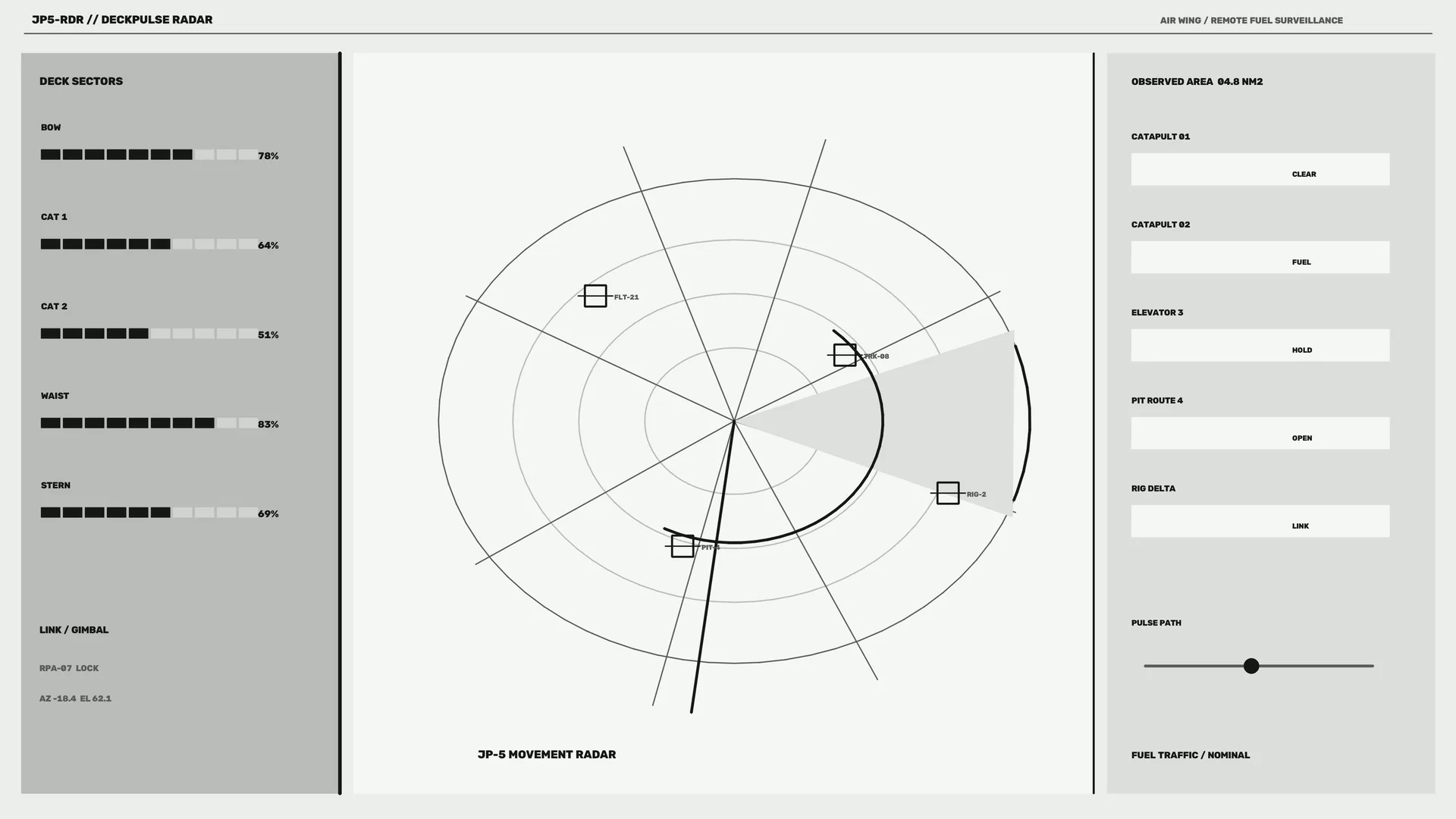 Monochrome circular movement radar interface — free 3840x2160 4K wallpaper image