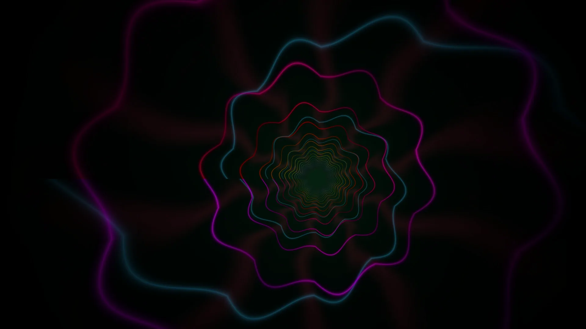 Neon contour flower on a black field — free 3840x2160 4K wallpaper image